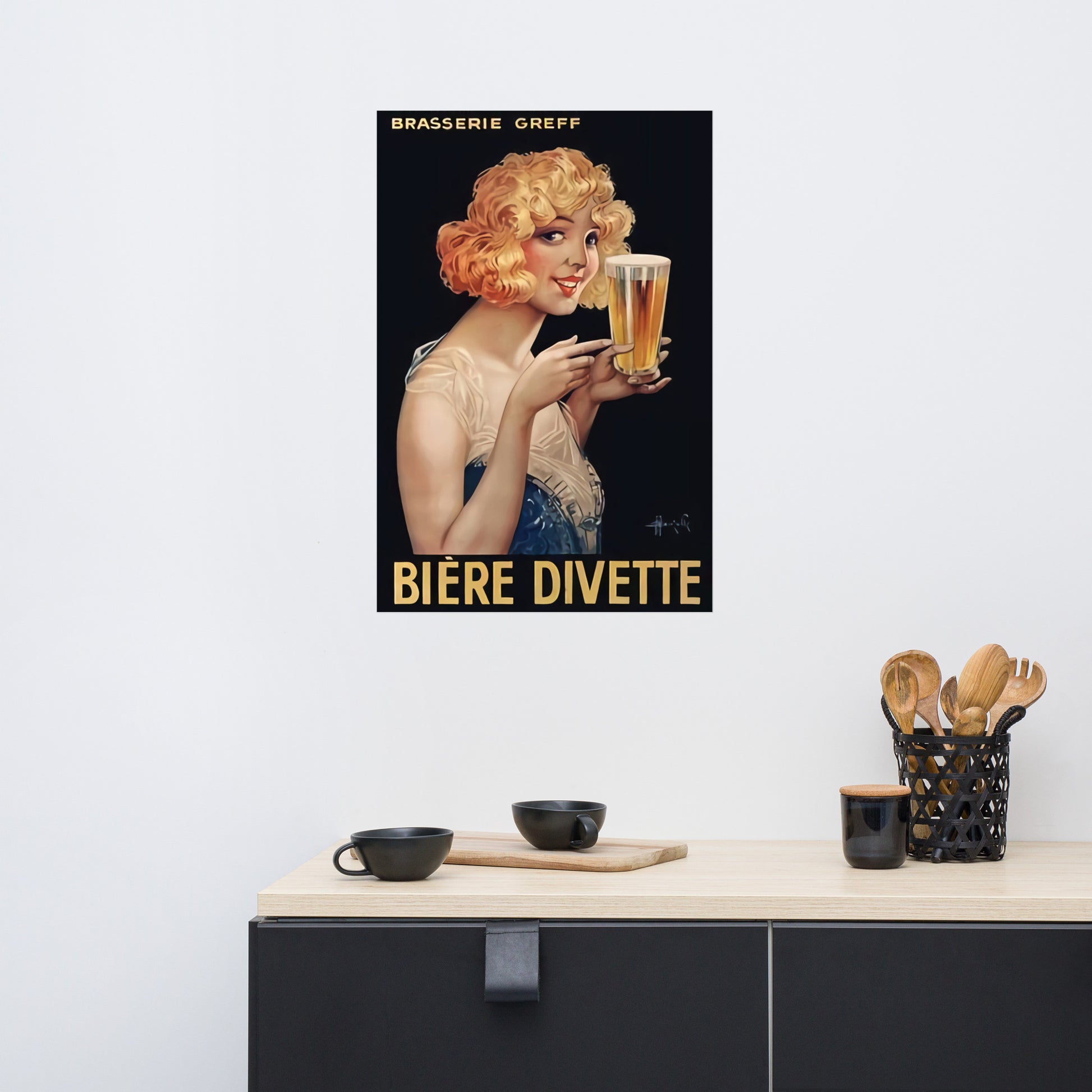 Poster vintage beer divette DrinkandArt