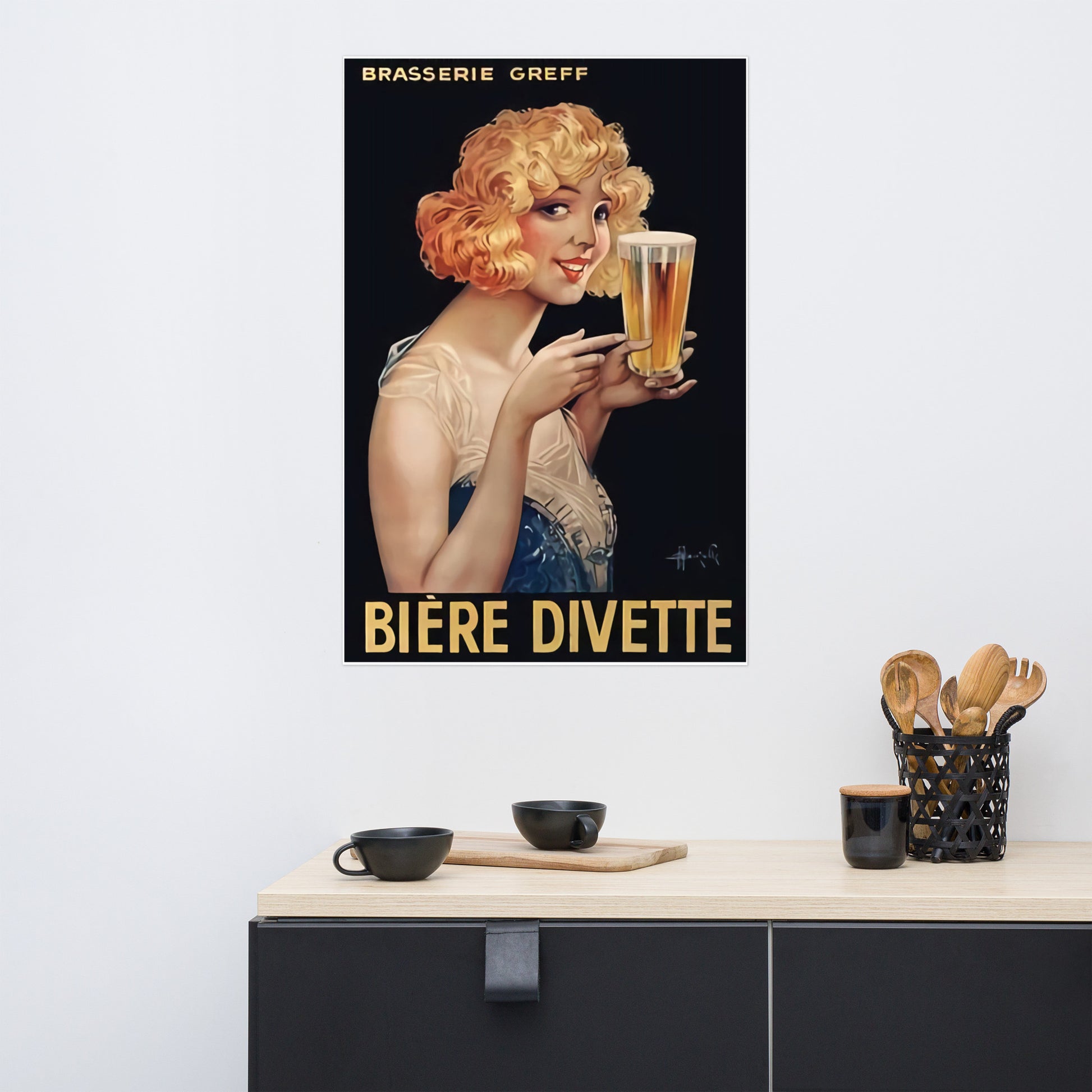 Poster vintage beer divette DrinkandArt