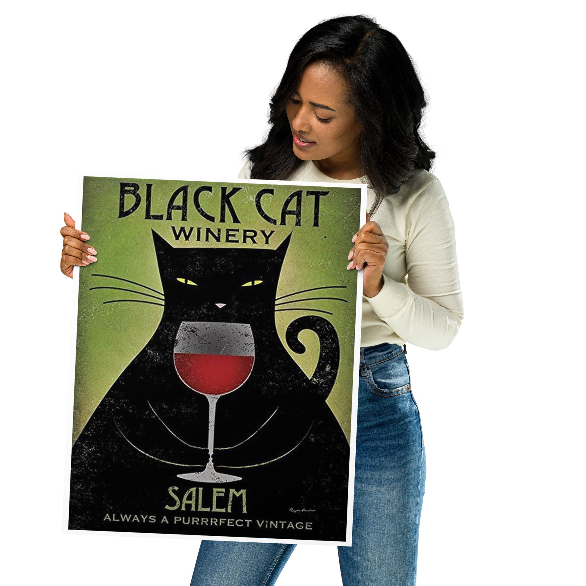 Poster vintage black cat winery DrinkandArt