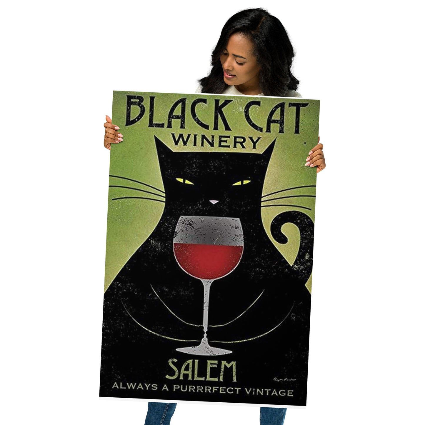 Poster vintage black cat winery DrinkandArt