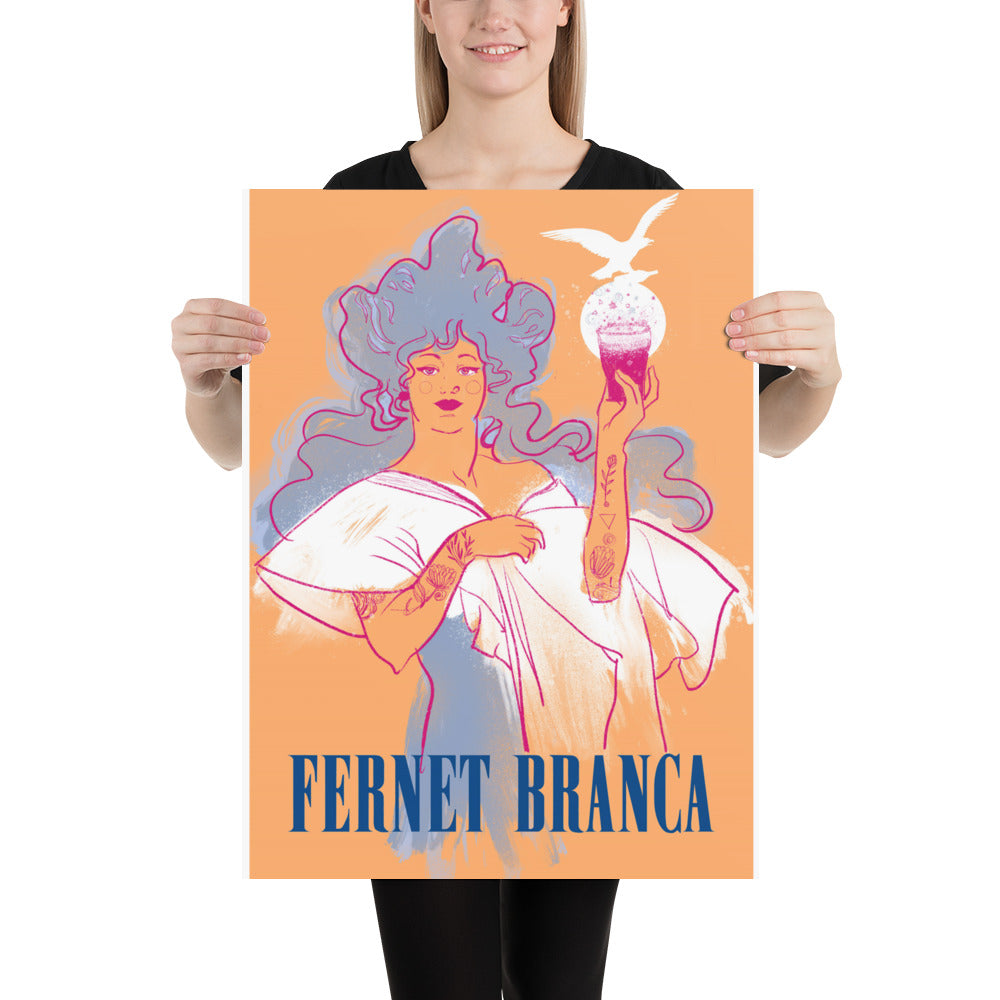 Poster vintage fernet branca woman DrinkandArt