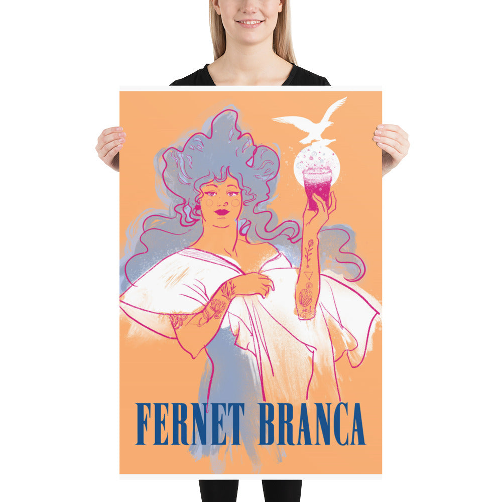 Poster vintage fernet branca woman DrinkandArt