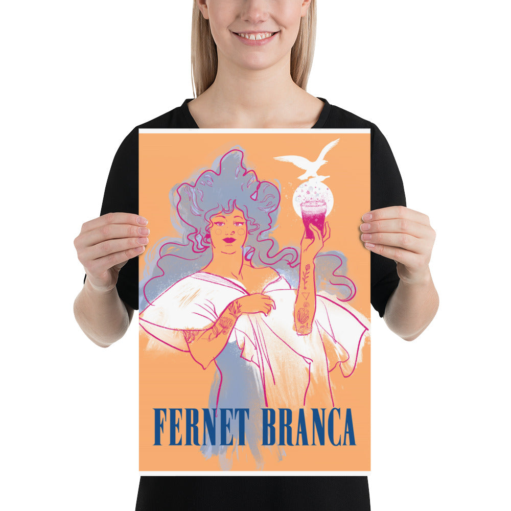 Poster vintage fernet branca woman DrinkandArt