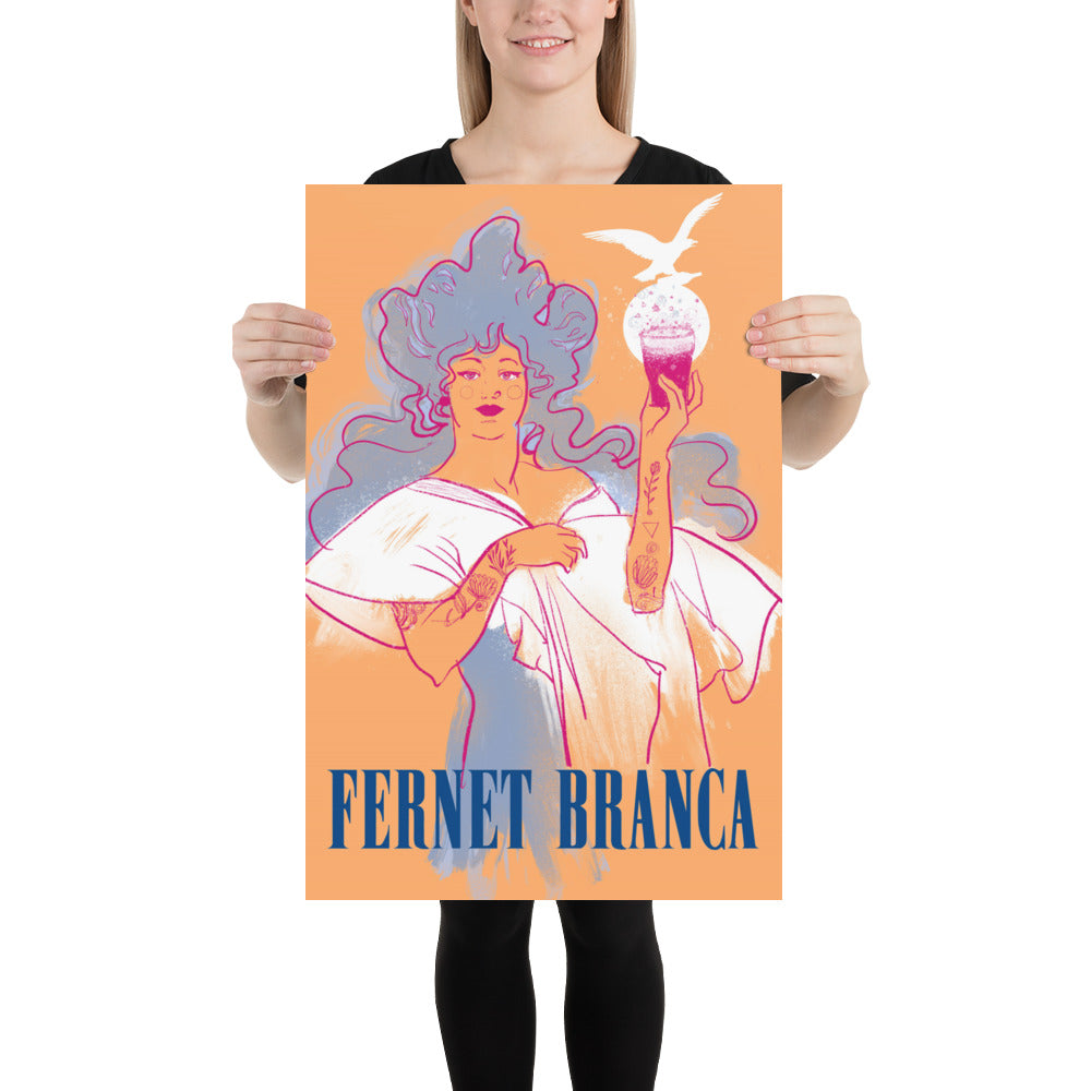 Poster vintage fernet branca woman DrinkandArt