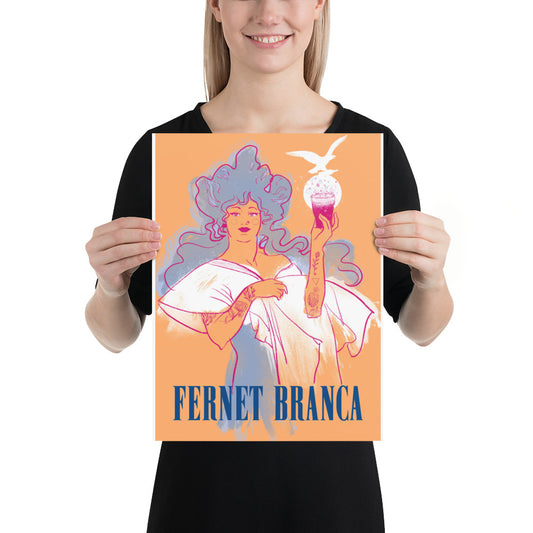 Poster vintage fernet branca woman DrinkandArt