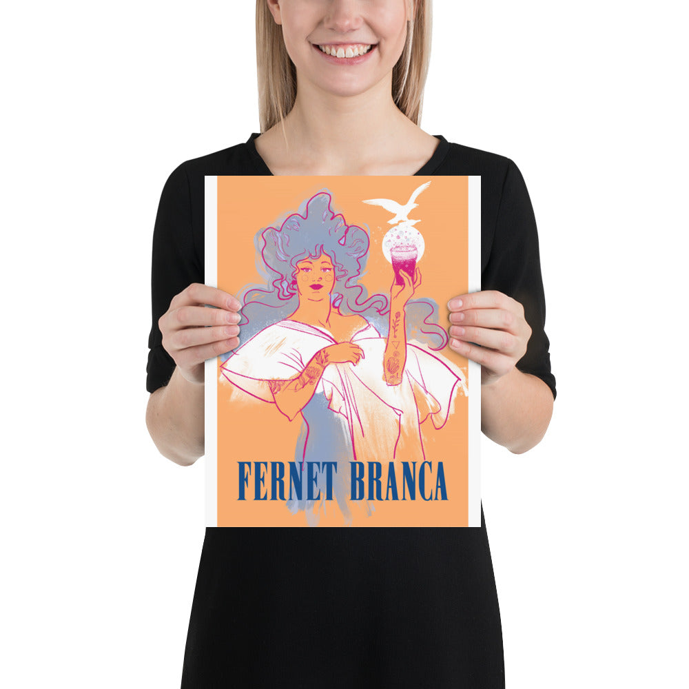 Poster vintage fernet branca woman DrinkandArt