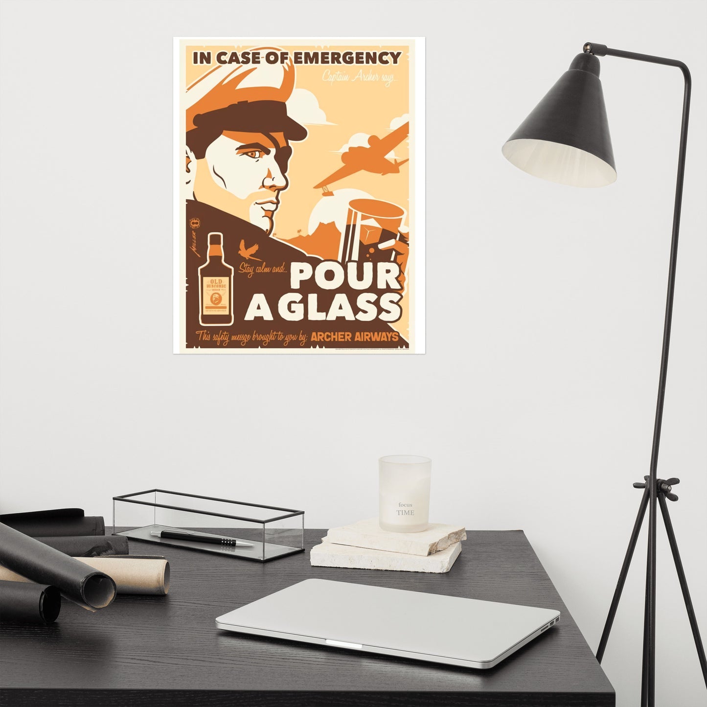 Poster vintage in case of emergency pour a glass DrinkandArt