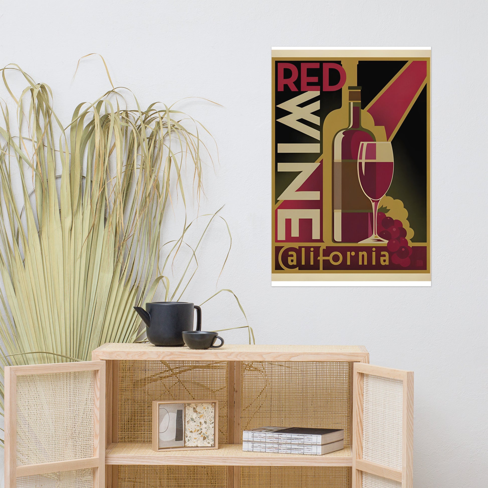 Poster vintage red wine california DrinkandArt