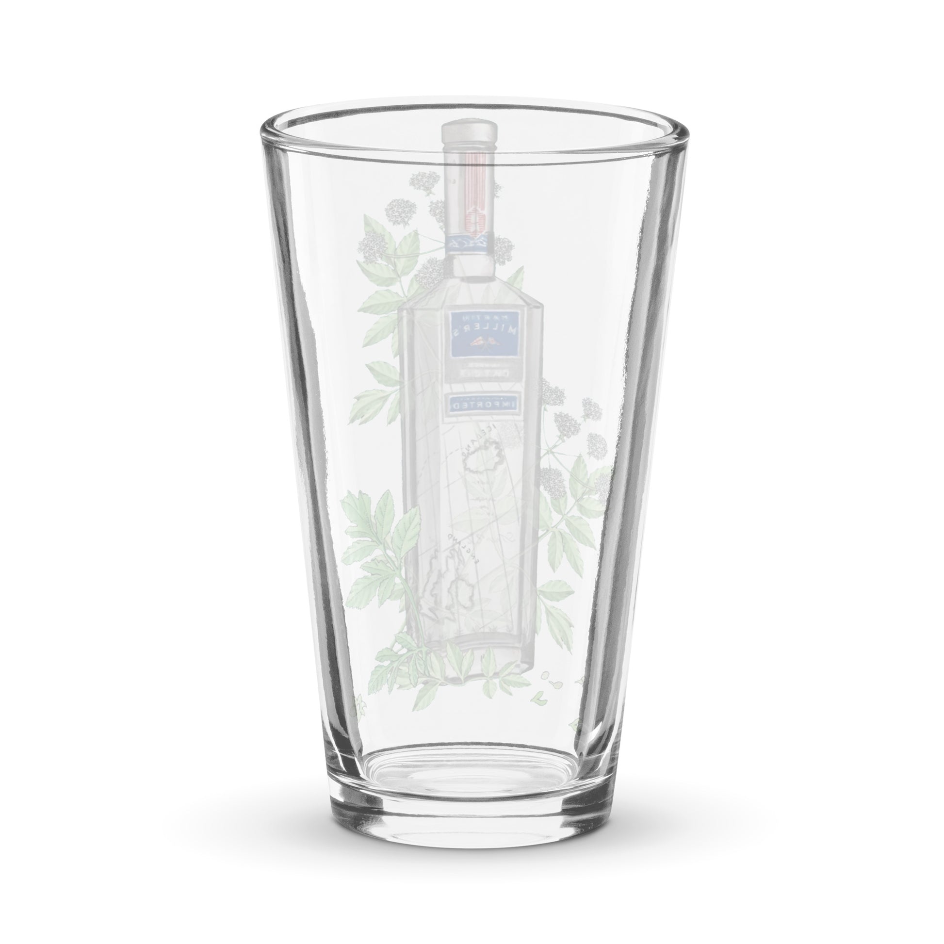 Shaker pint glass Martin Millers gin floral art DrinkandArt