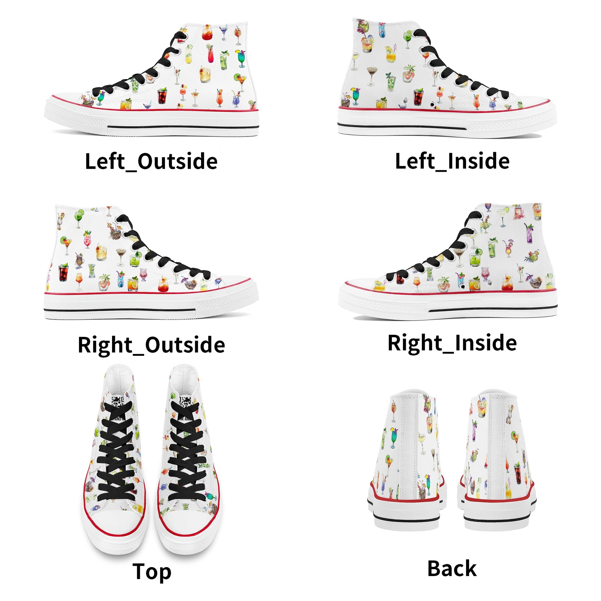 Shoes Classic High Top Canvas cocktails watercolor art DrinkandArt