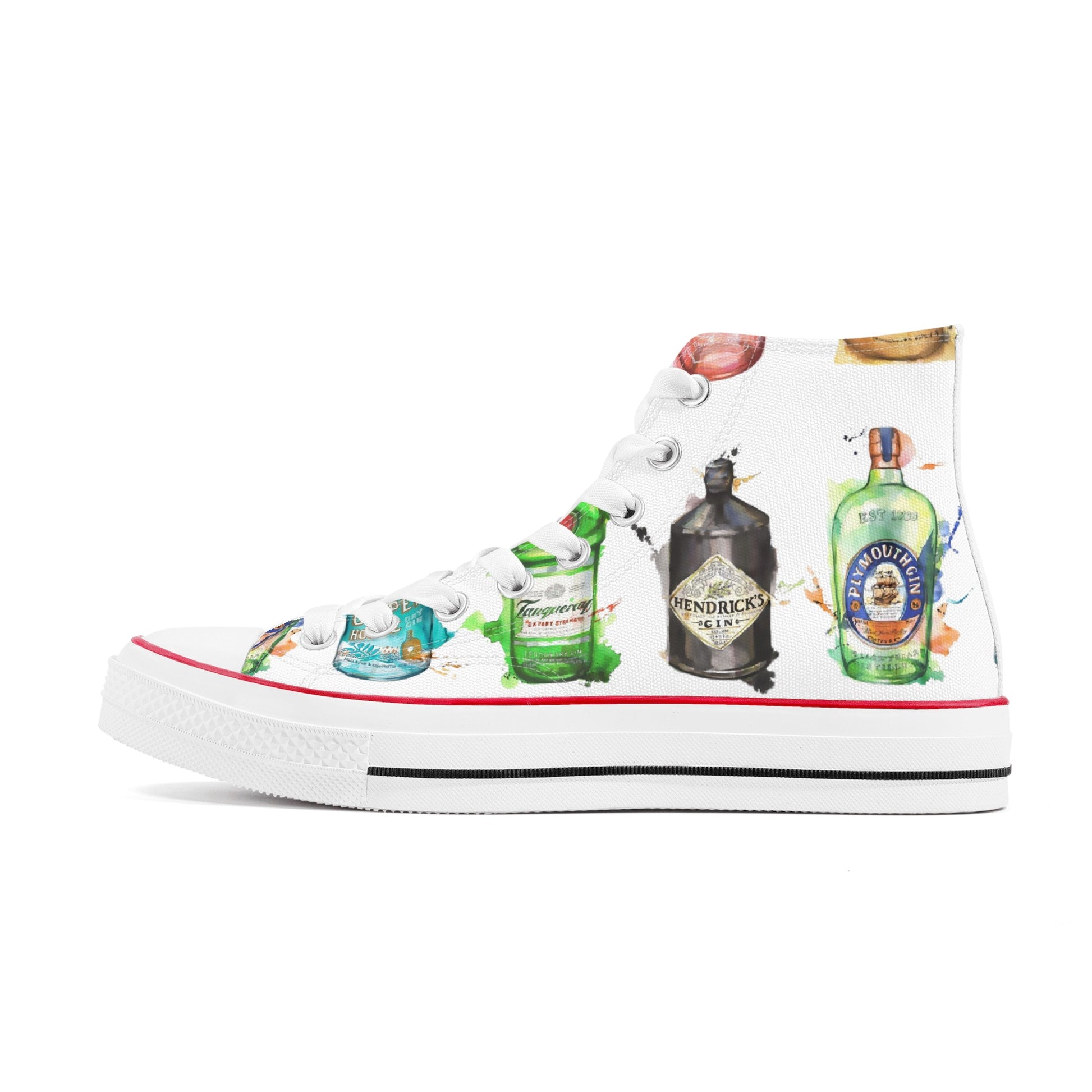 Shoes Classic High Top Canvas gin watercolor DrinkandArt