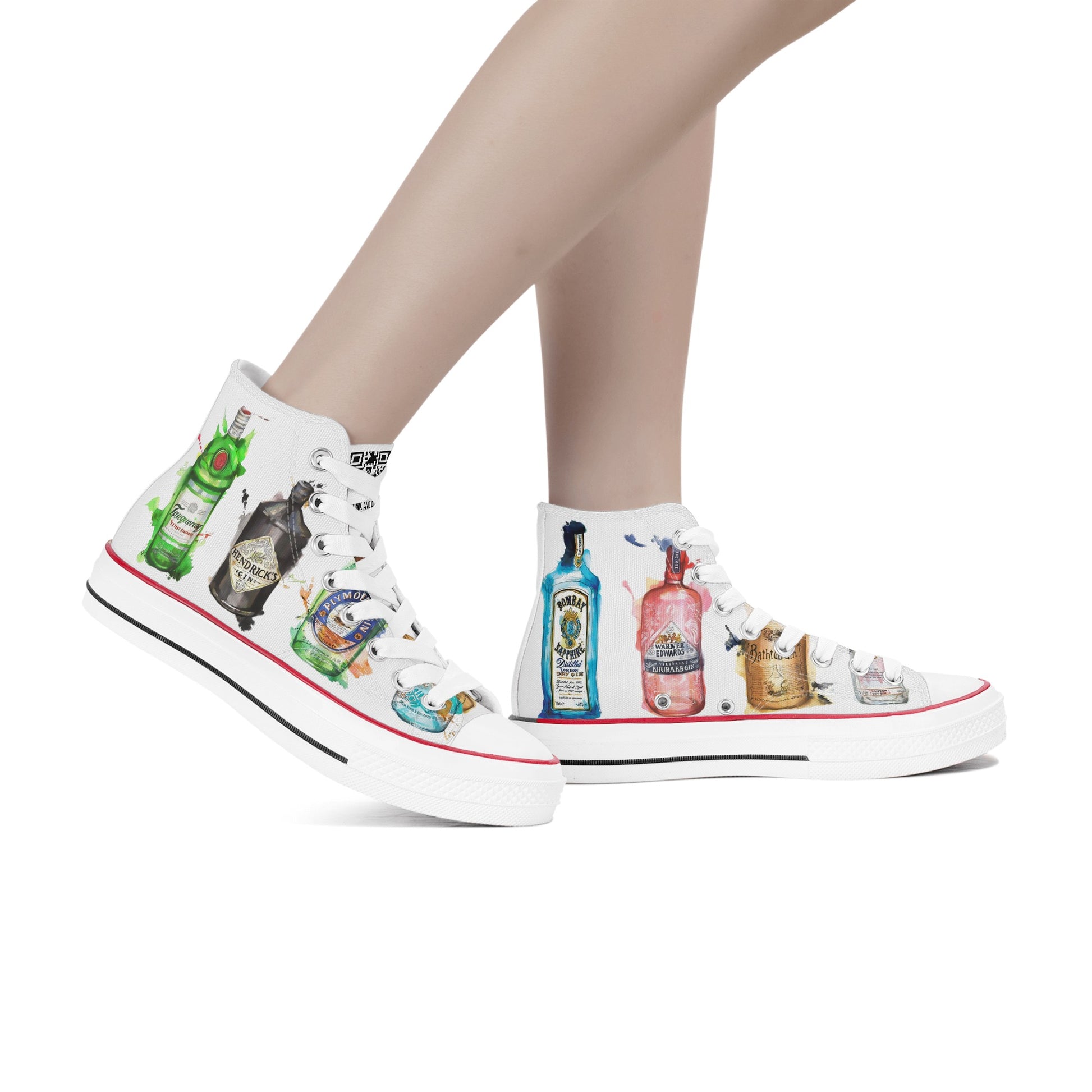 Shoes Classic High Top Canvas gin watercolor DrinkandArt