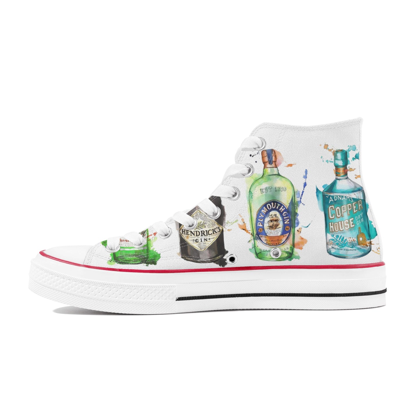 Shoes Classic High Top Canvas gin watercolor DrinkandArt