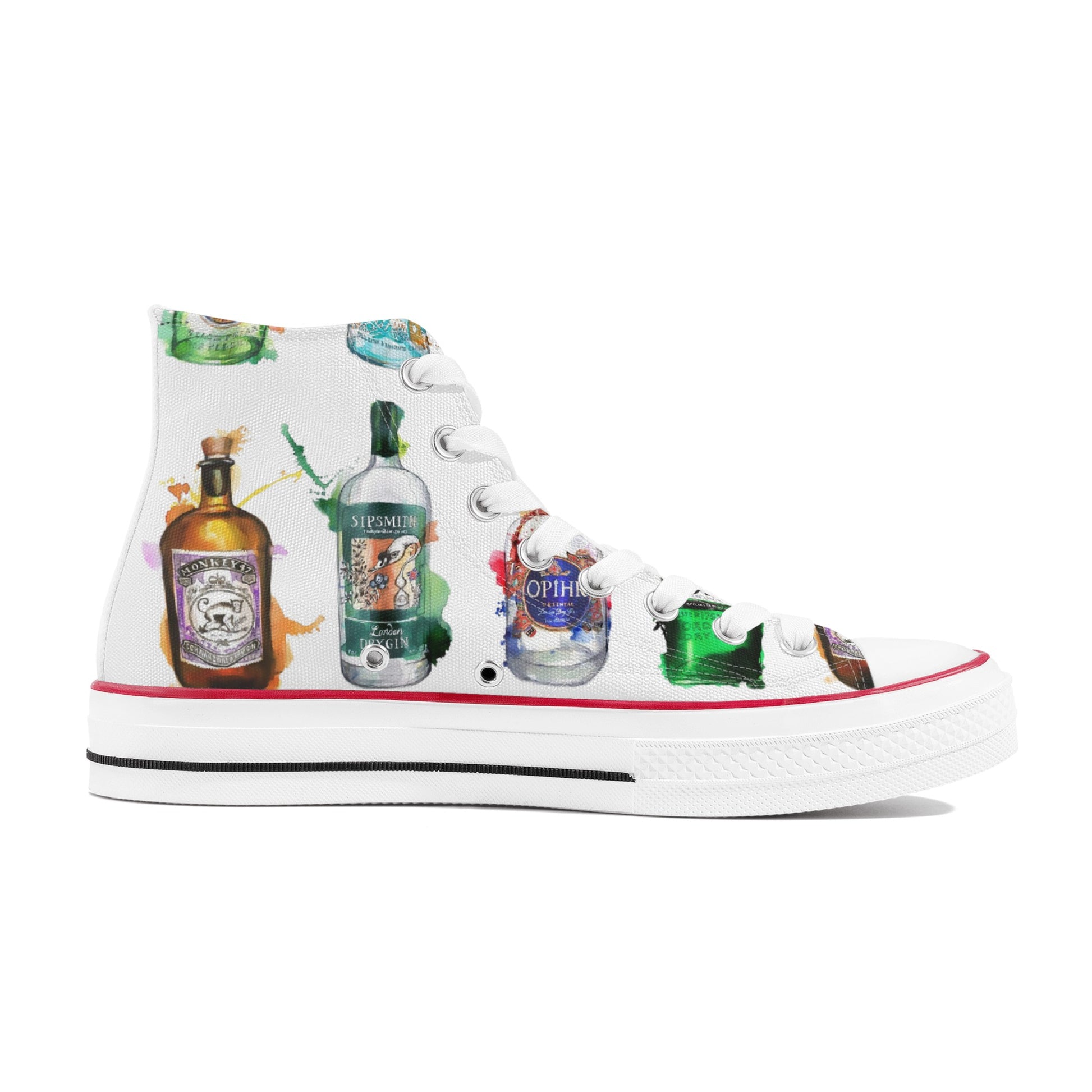 Shoes Classic High Top Canvas gin watercolor DrinkandArt