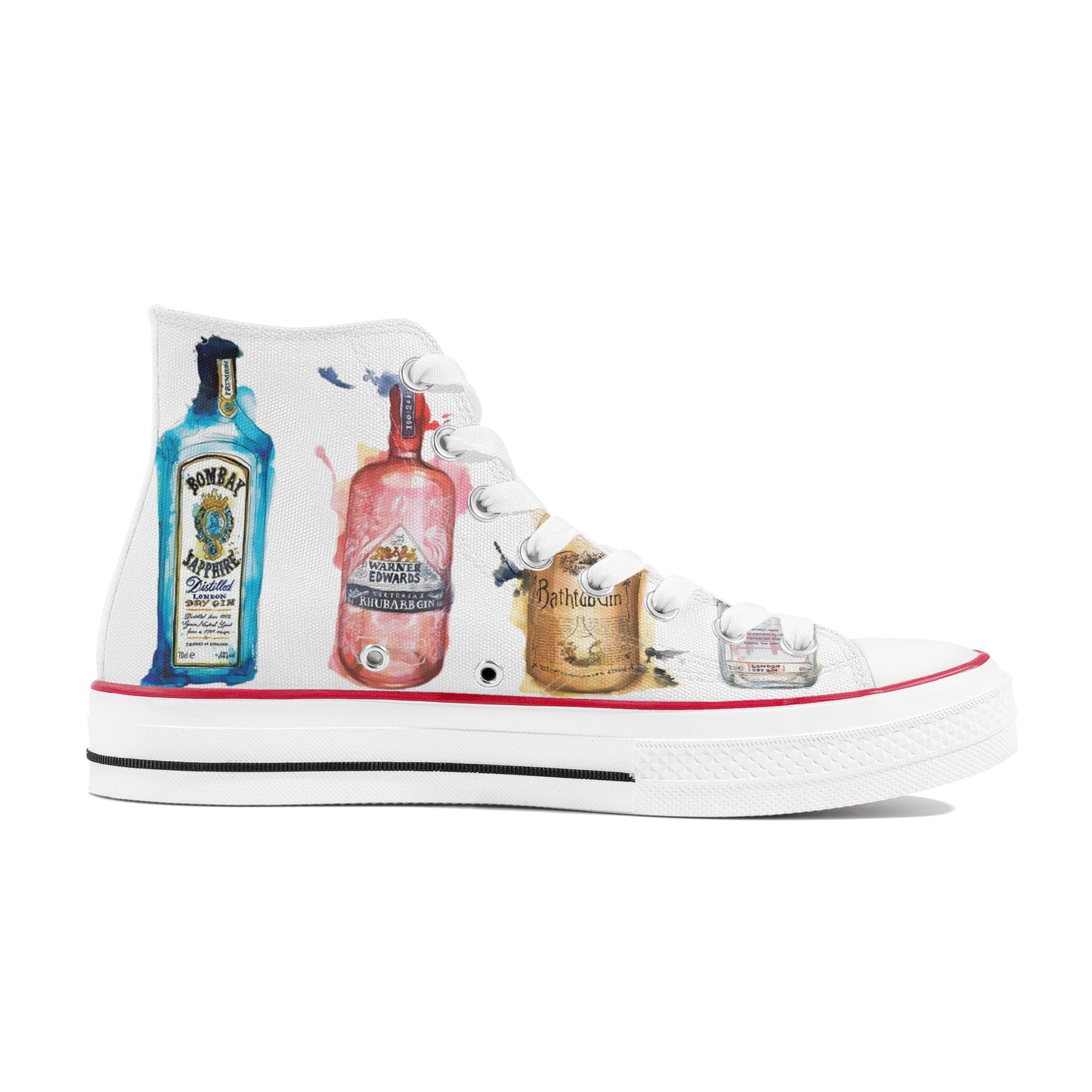 Shoes Classic High Top Canvas gin watercolor DrinkandArt