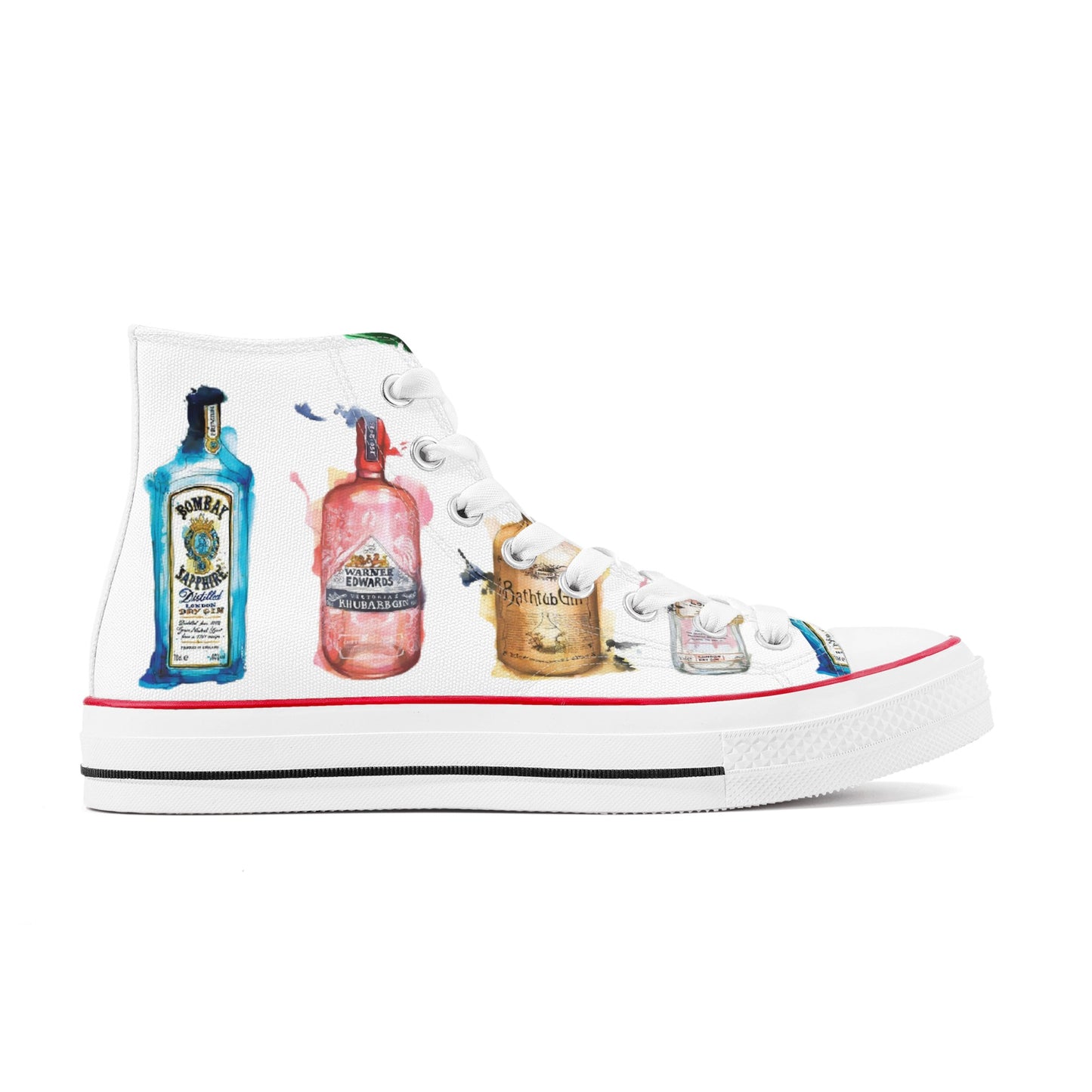 Shoes Classic High Top Canvas gin watercolor DrinkandArt