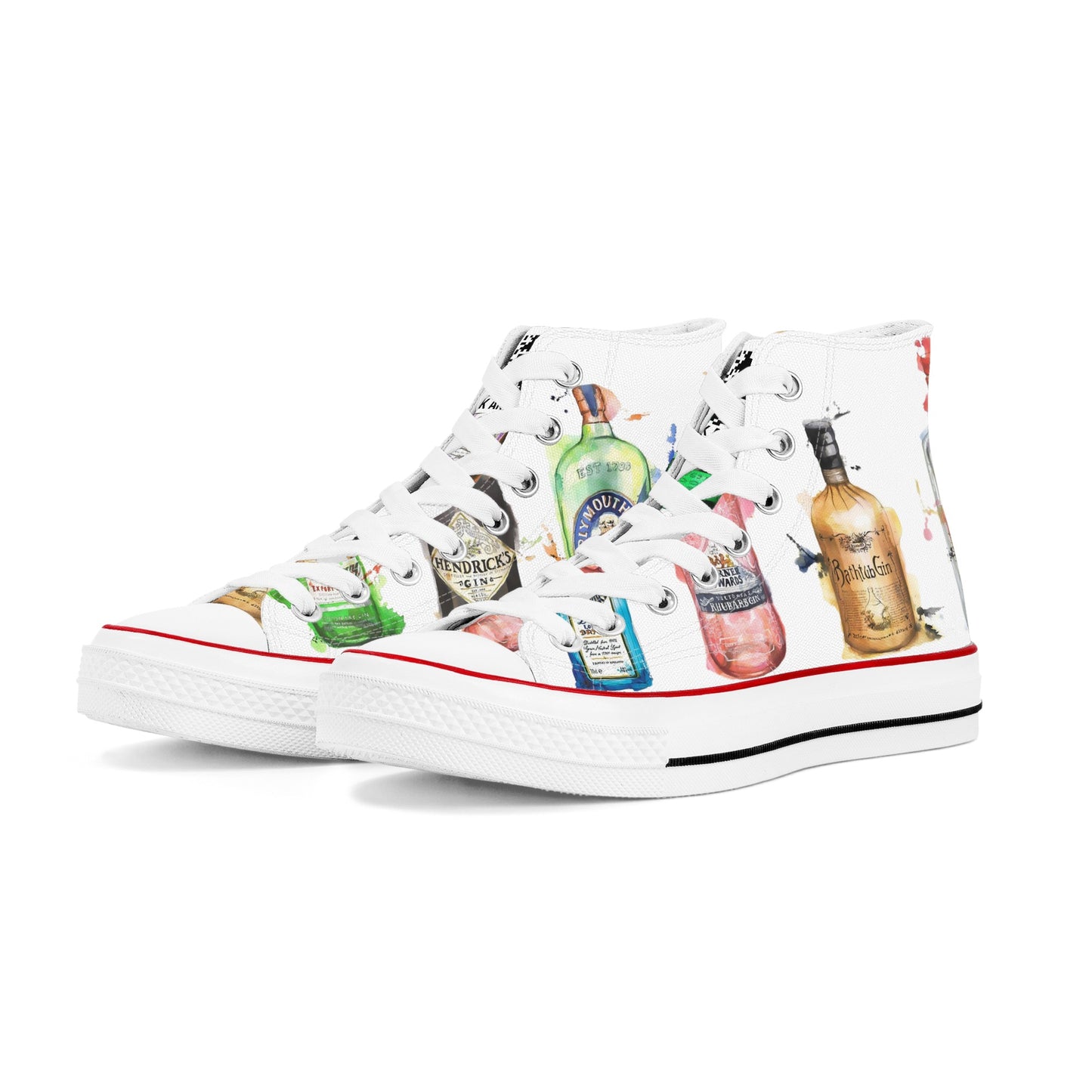 Shoes Classic High Top Canvas gin watercolor DrinkandArt