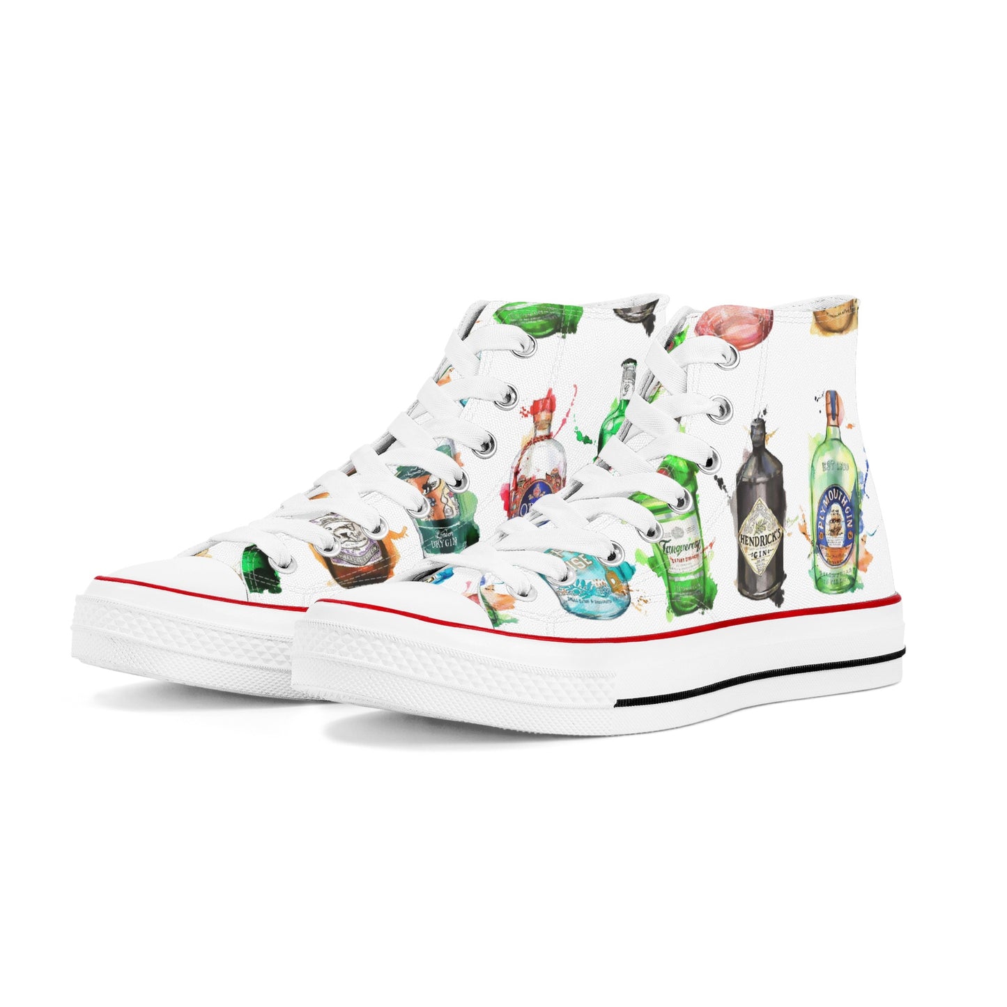 Shoes Classic High Top Canvas gin watercolor DrinkandArt