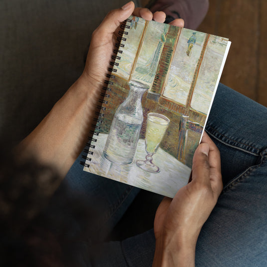 Spiral notebook Van Gogh Café Table with Absinthe and The Red Vineyard DrinkandArt