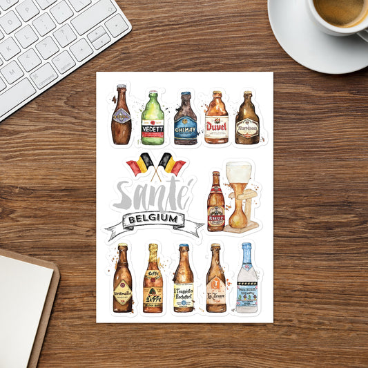 Sticker sheet belgium beers watercolor art DrinkandArt