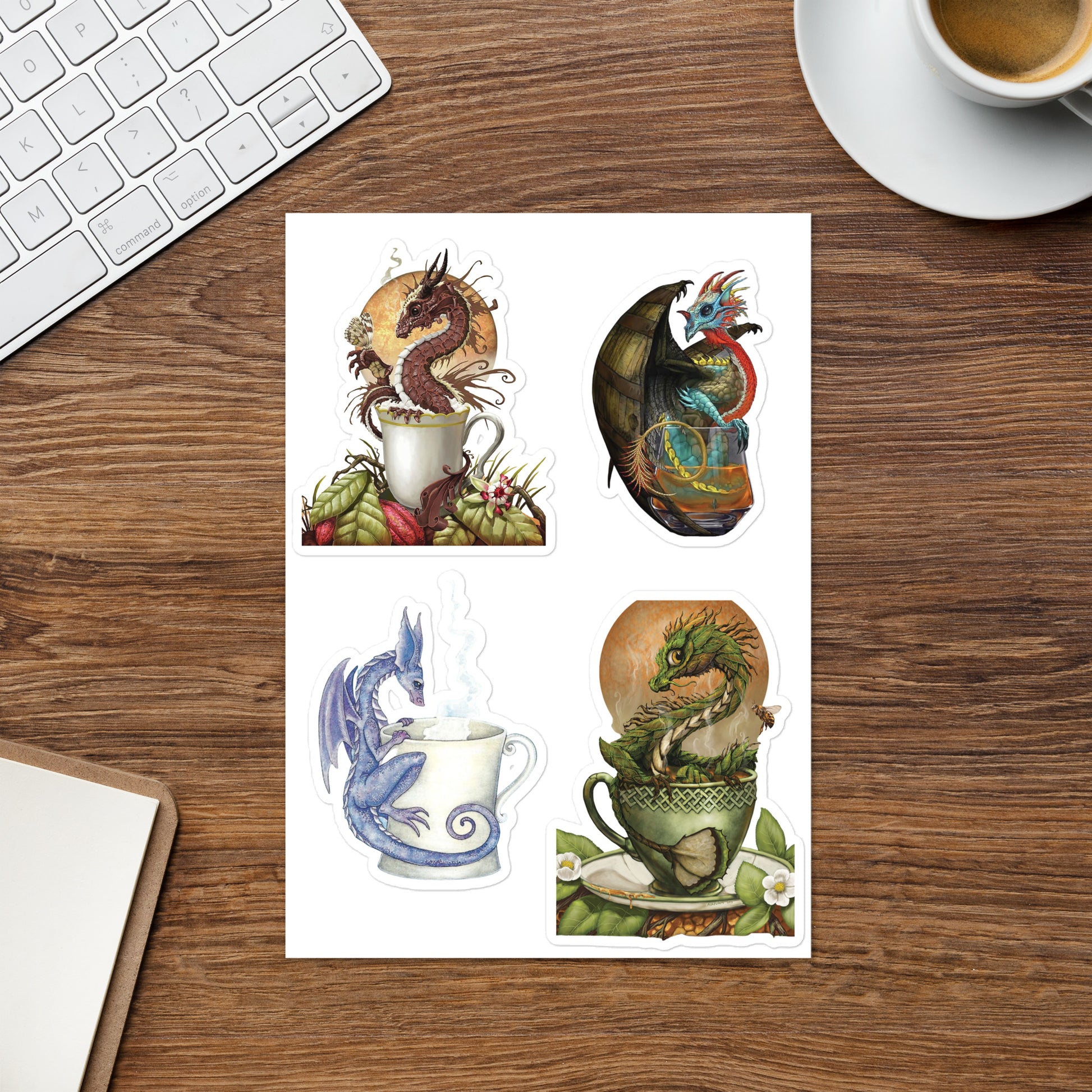 Sticker sheet drinks dragons art DrinkandArt