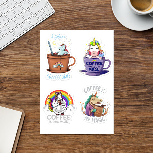 Sticker sheet unicorn coffee art DrinkandArt