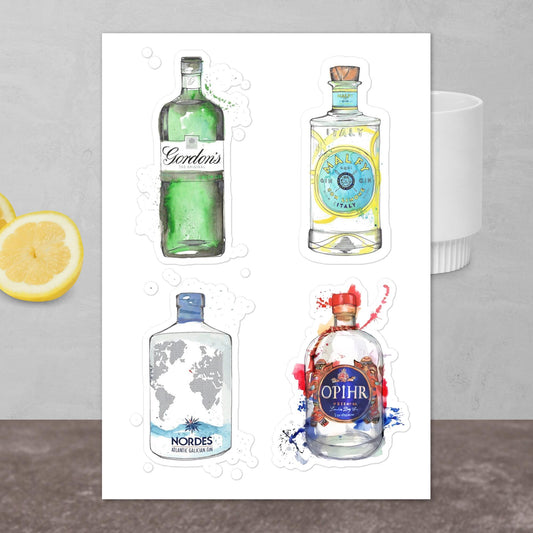 Sticker sheet watercolor art gin gordons DrinkandArt