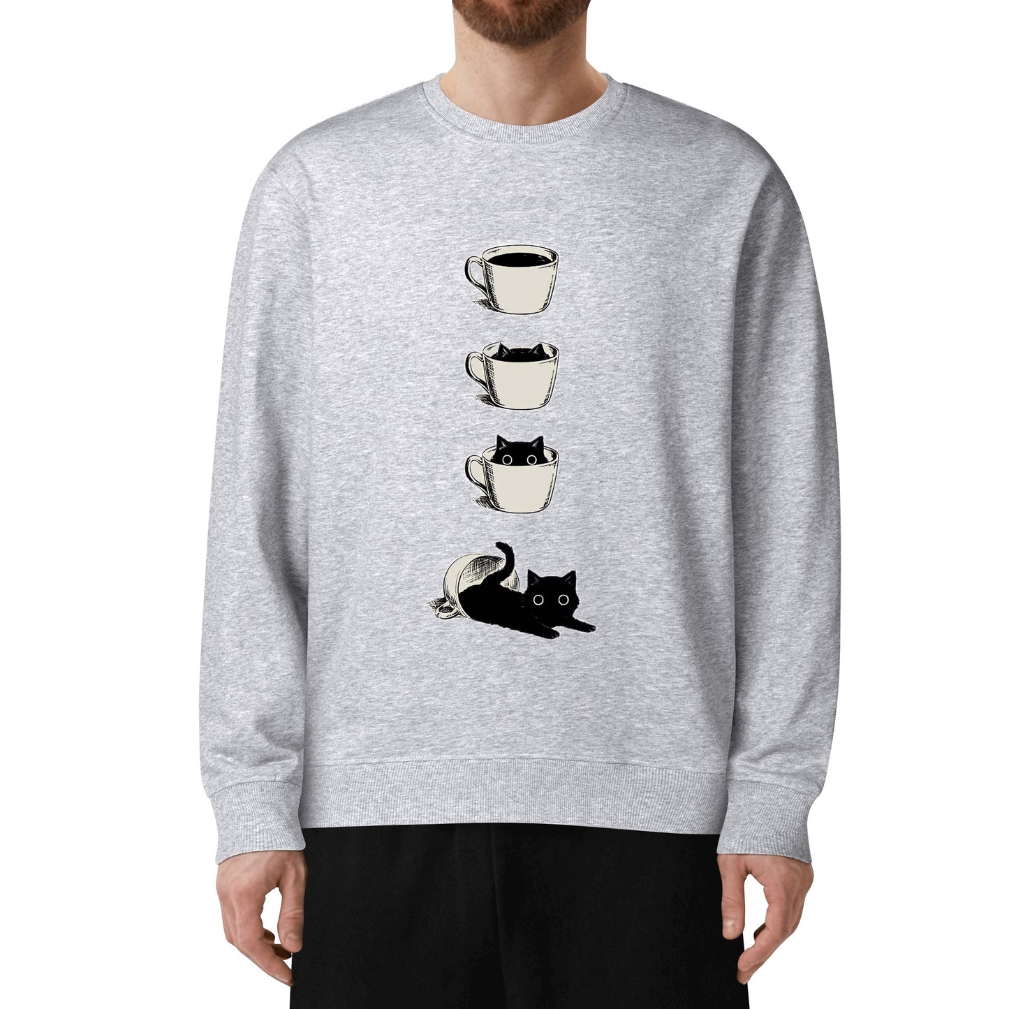 Sweatershirt Cotton cat inside the cup DrinkandArt