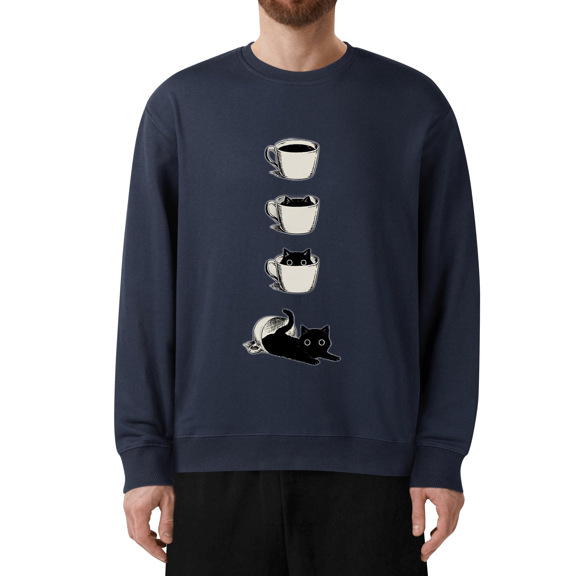 Sweatershirt Cotton cat inside the cup DrinkandArt