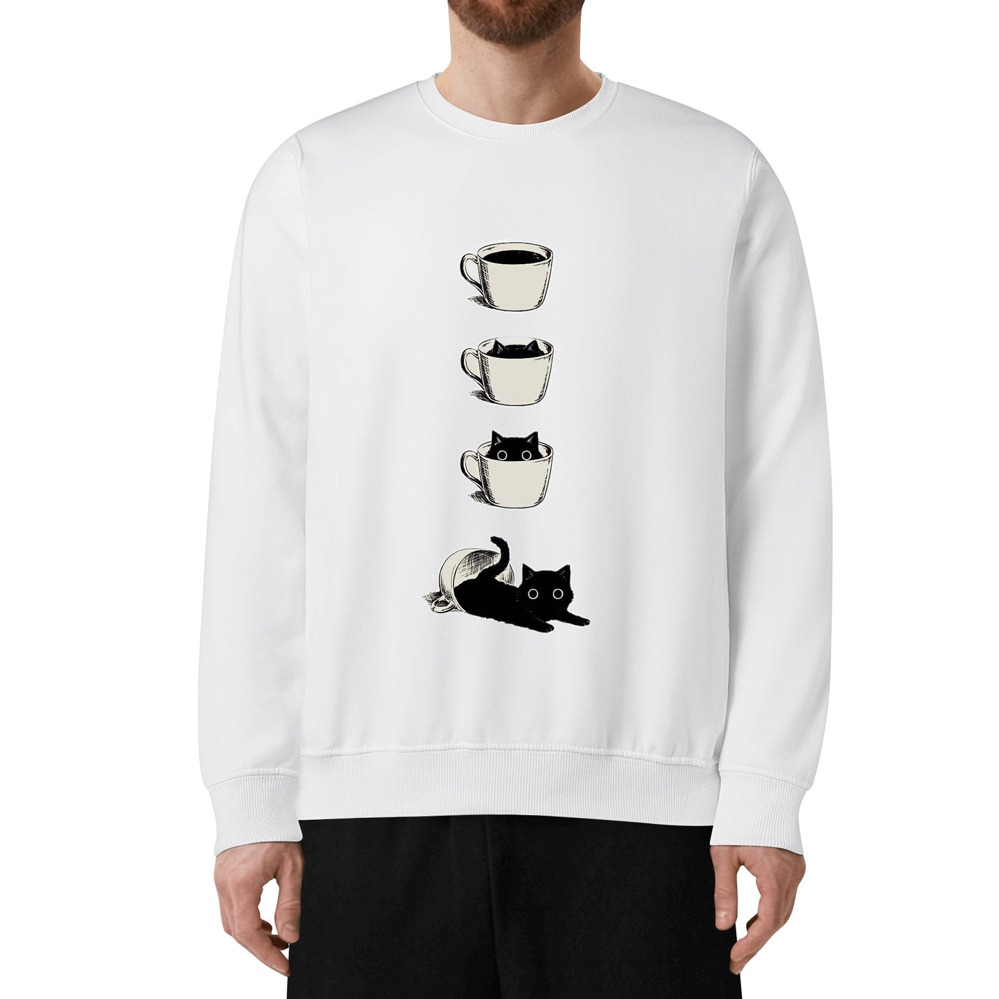 Sweatershirt Cotton cat inside the cup DrinkandArt