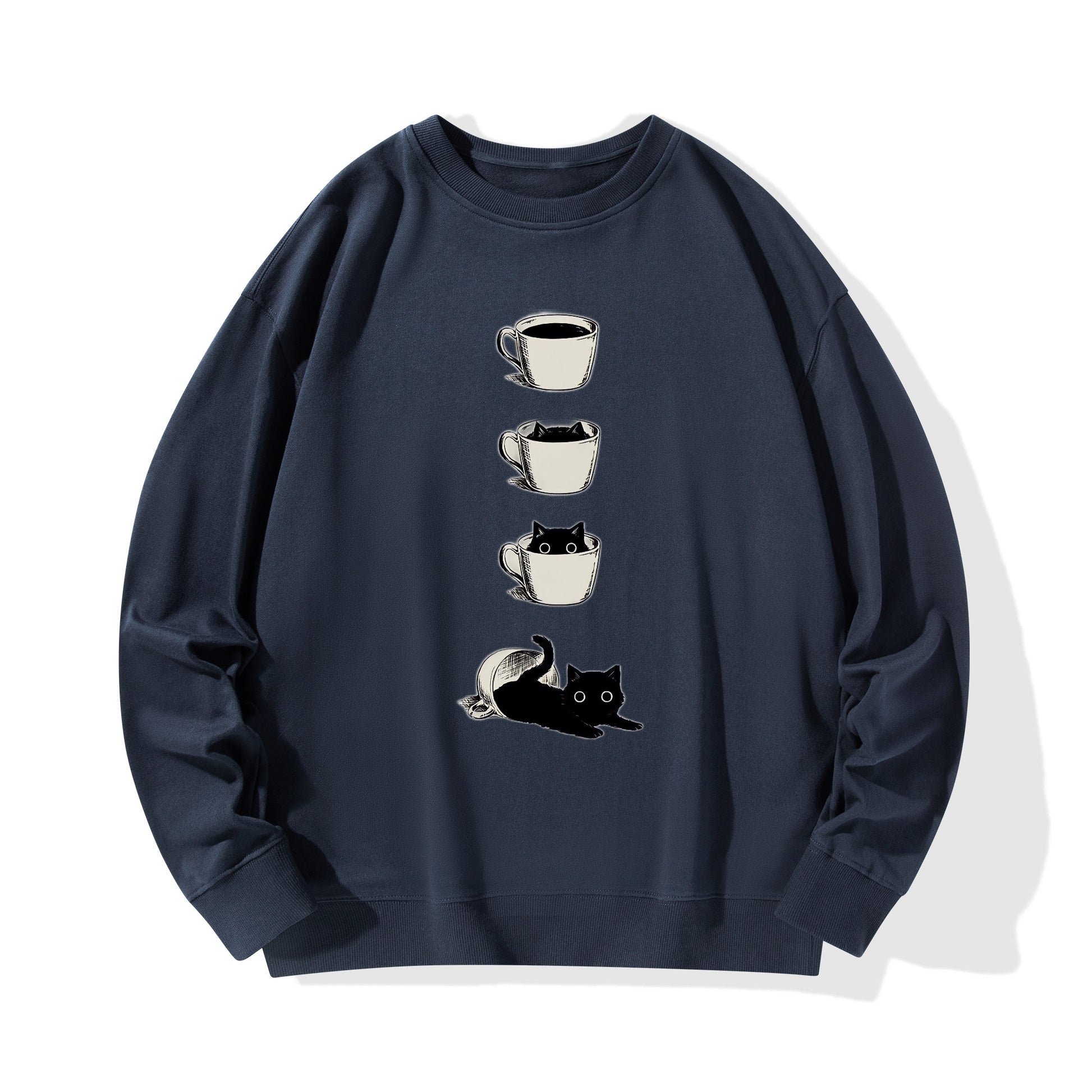 Sweatershirt Cotton cat inside the cup DrinkandArt