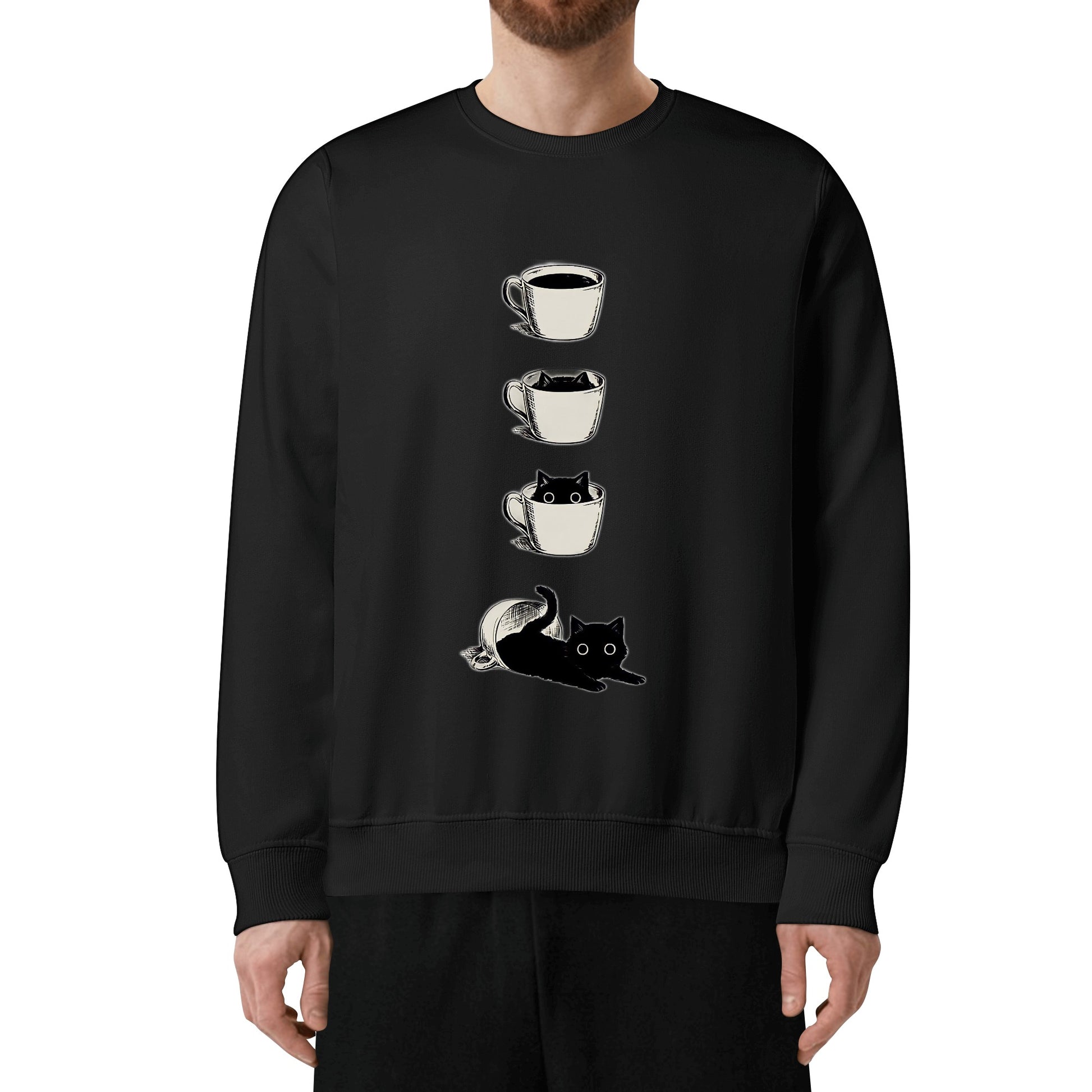 Sweatershirt Cotton cat inside the cup DrinkandArt