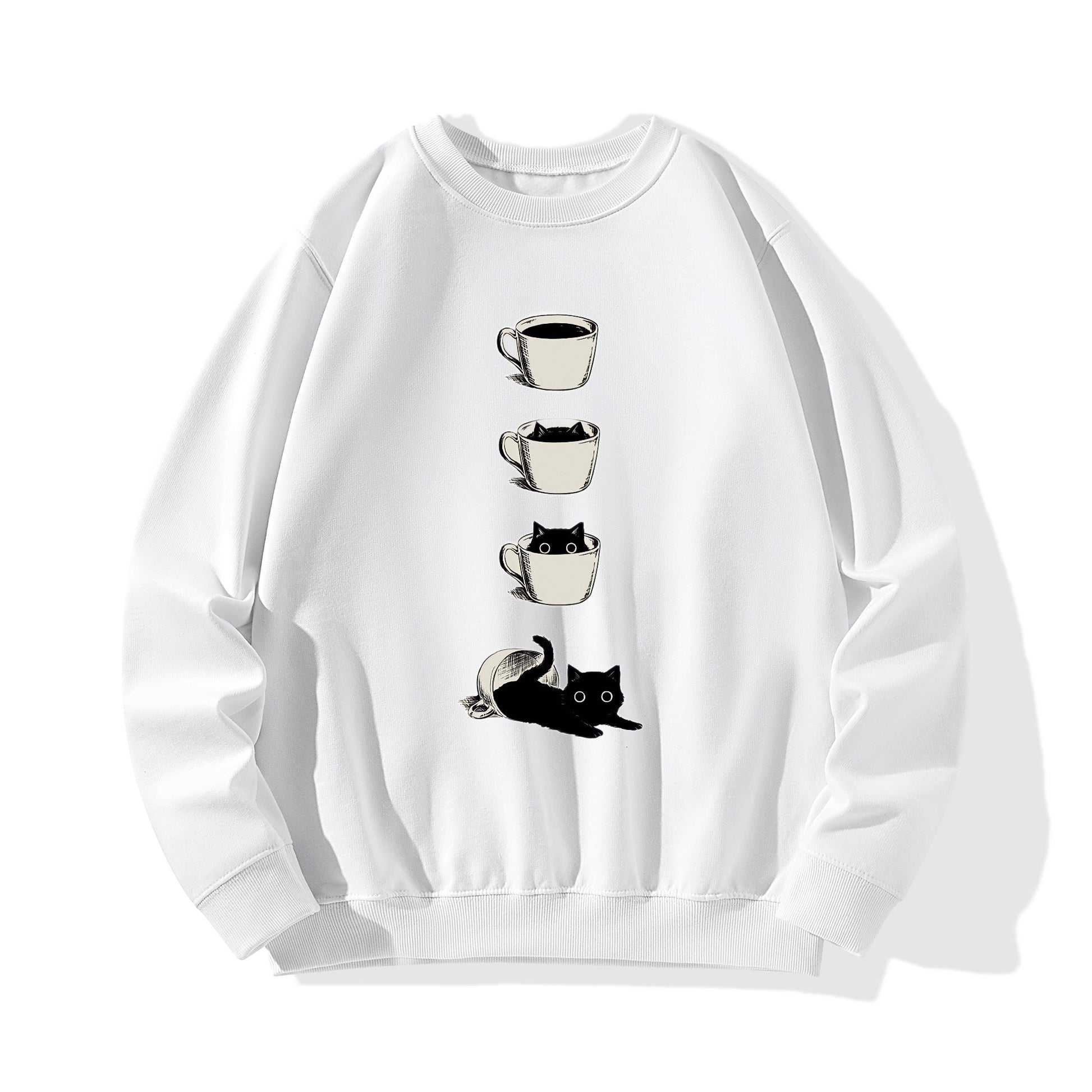 Sweatershirt Cotton cat inside the cup DrinkandArt