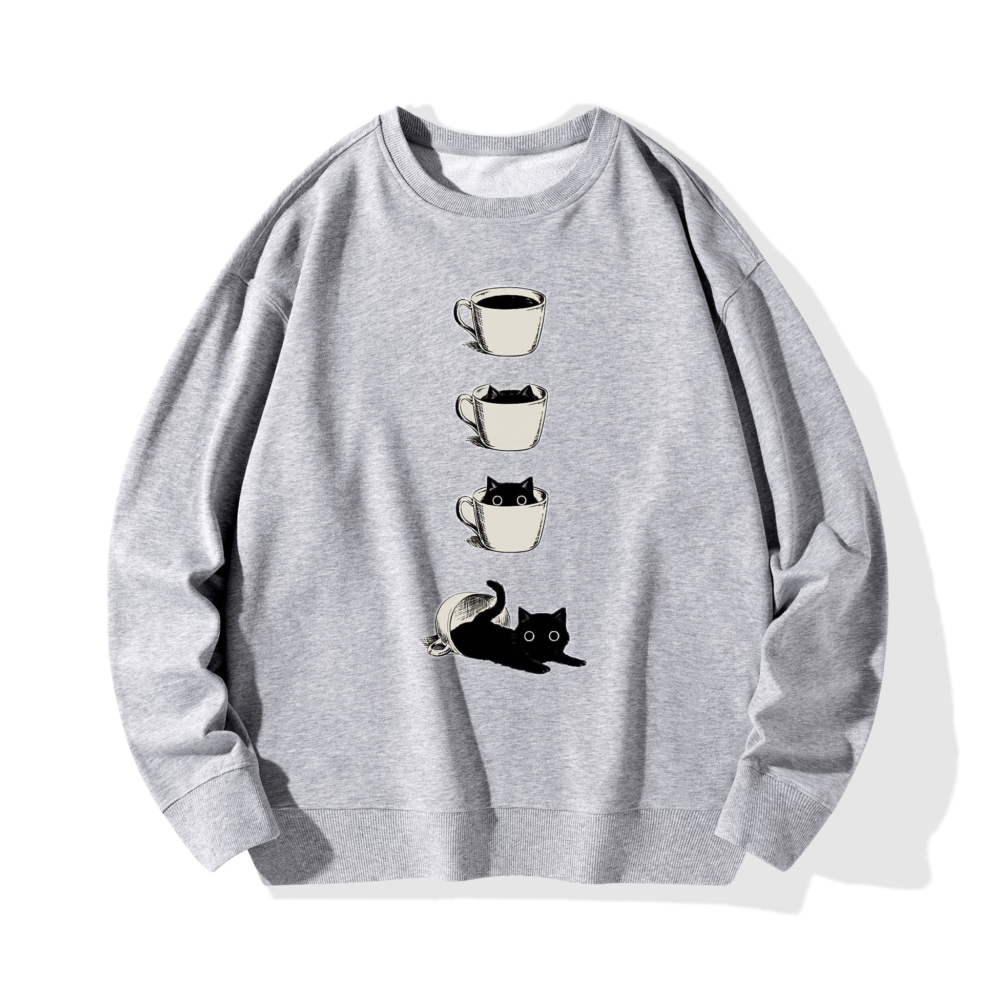 Sweatershirt Cotton cat inside the cup DrinkandArt