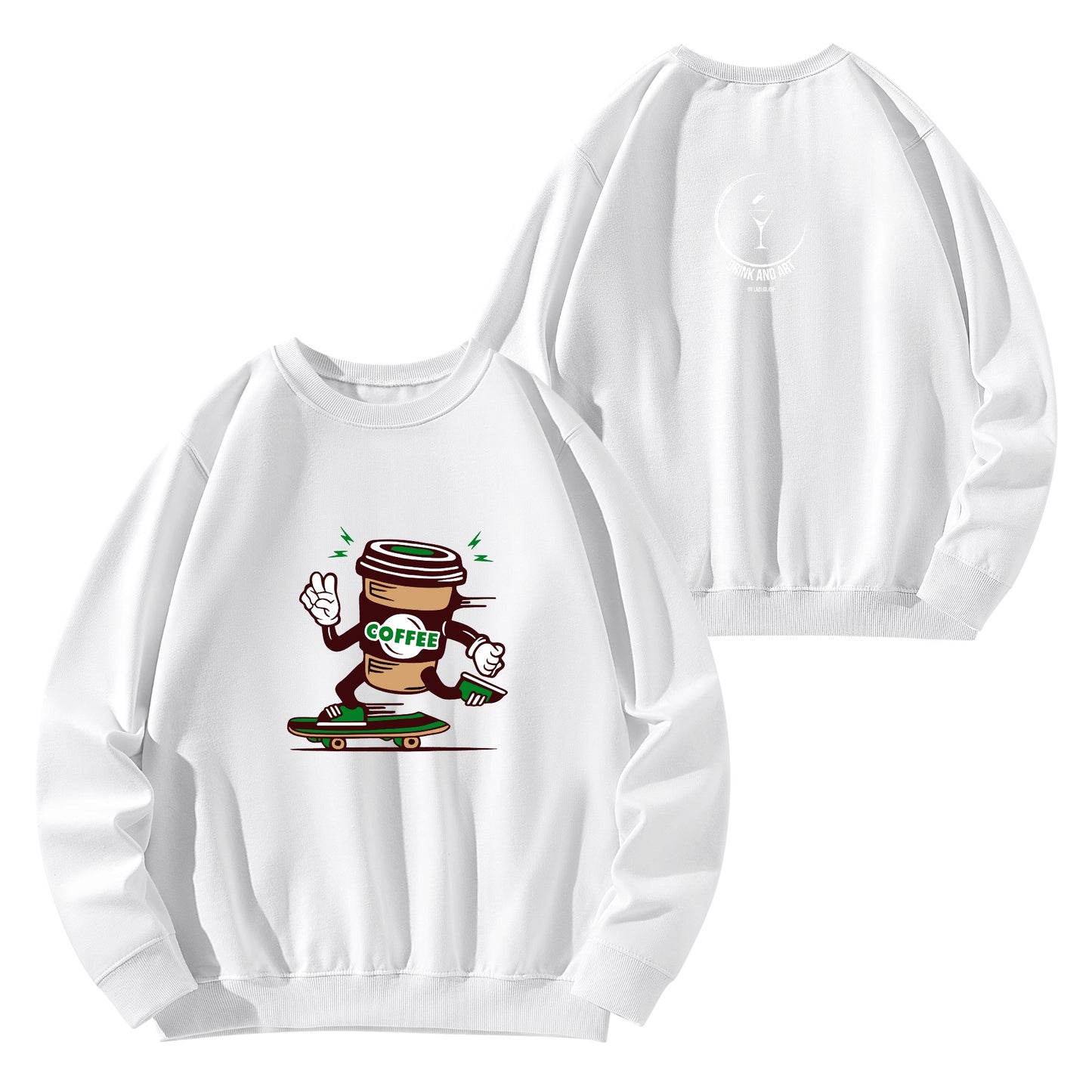 Sweatershirt Cotton coffee cup skateboarding DrinkandArt