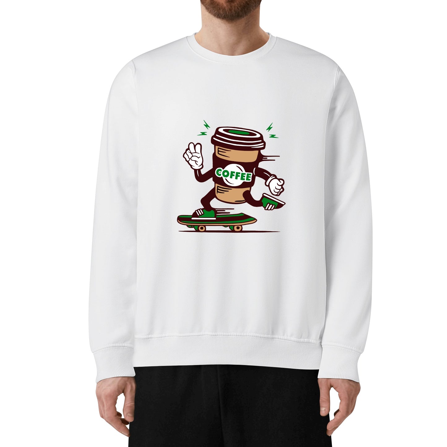 Sweatershirt Cotton coffee cup skateboarding DrinkandArt