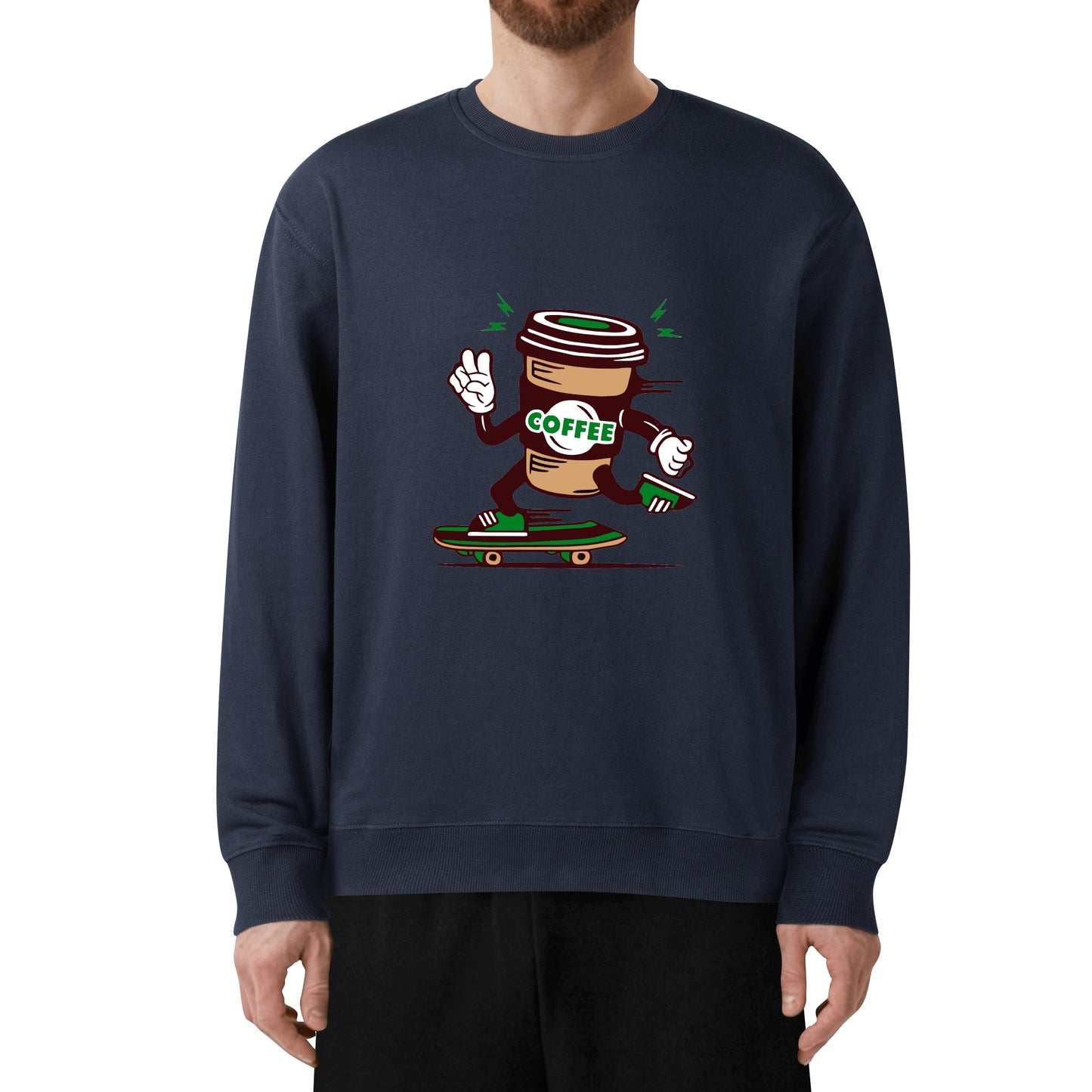 Sweatershirt Cotton coffee cup skateboarding DrinkandArt