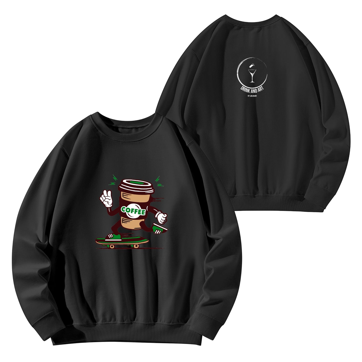 Sweatershirt Cotton coffee cup skateboarding DrinkandArt