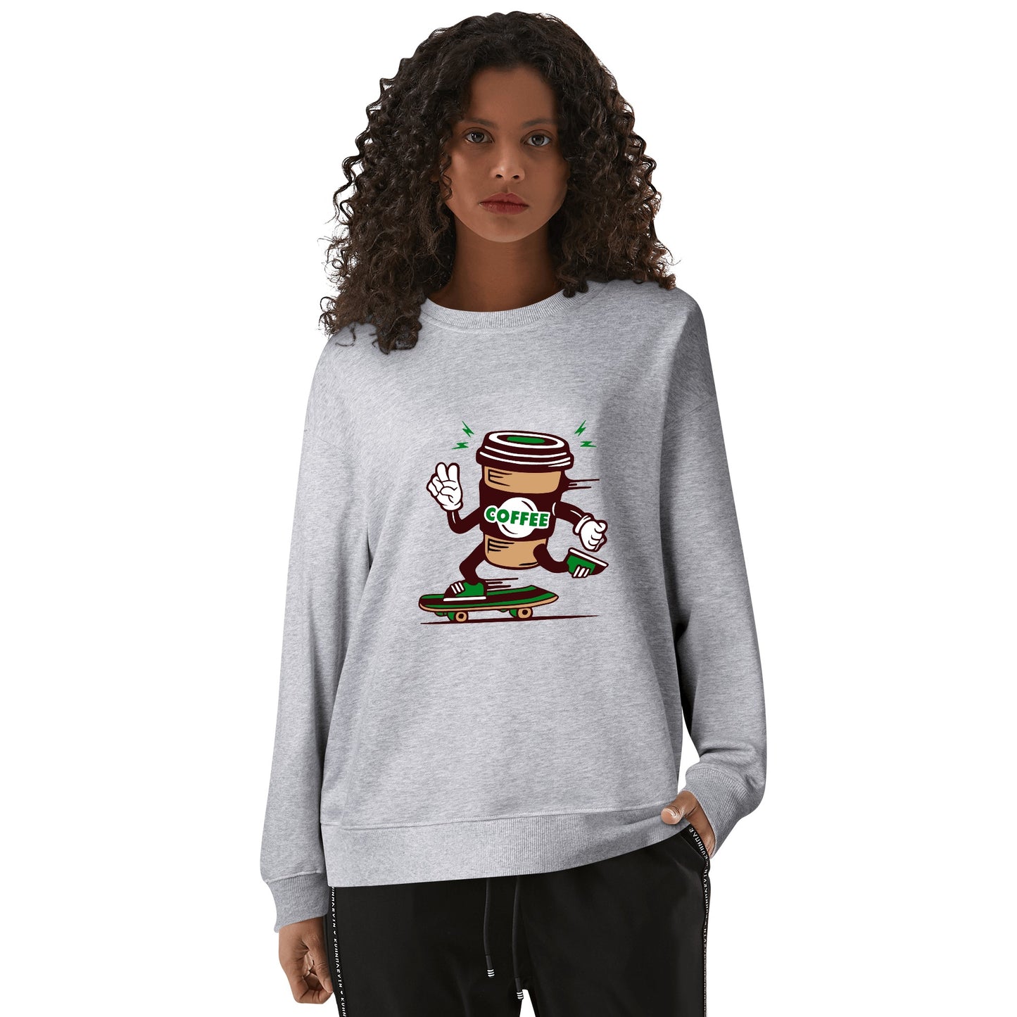 Sweatershirt Cotton coffee cup skateboarding DrinkandArt