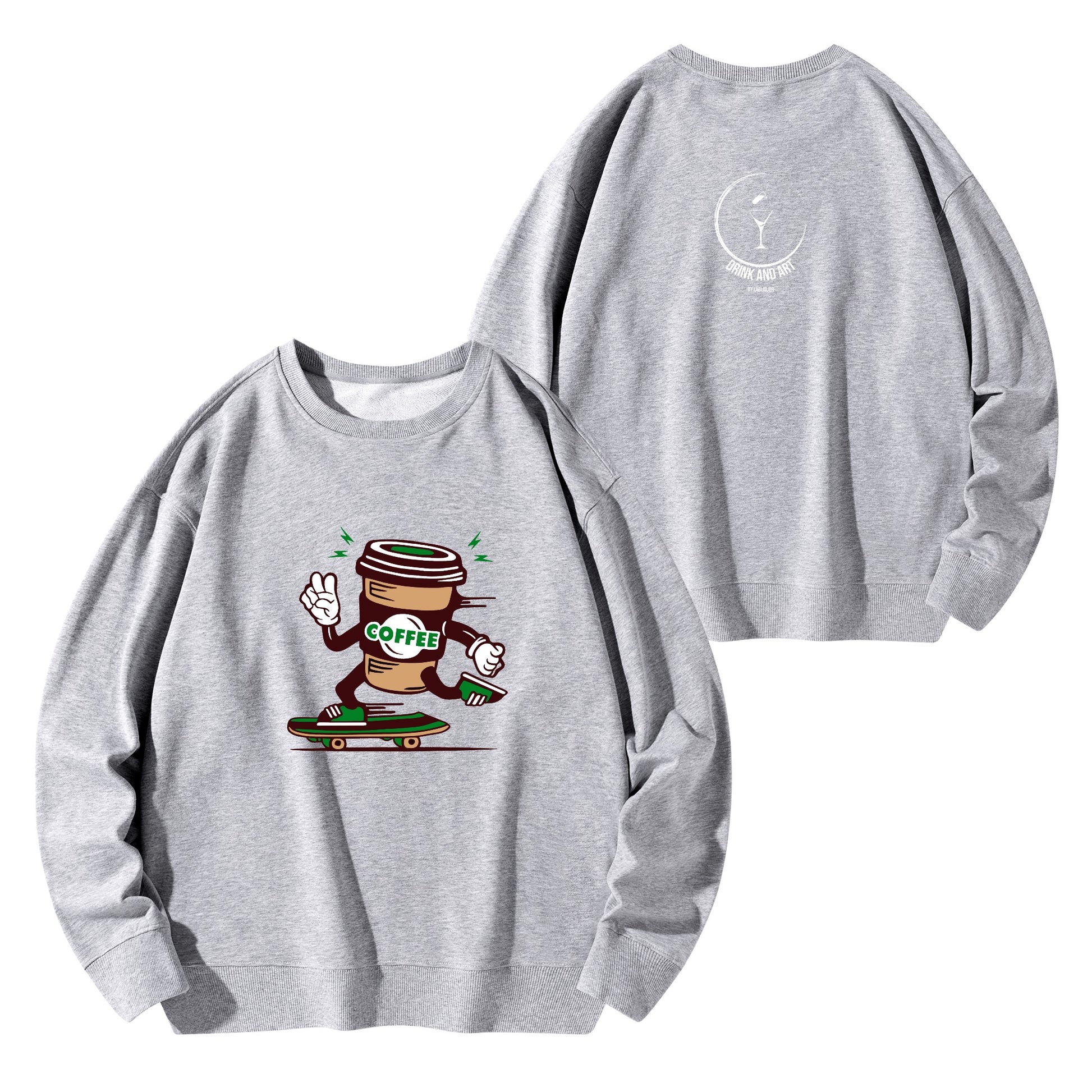 Sweatershirt Cotton coffee cup skateboarding DrinkandArt