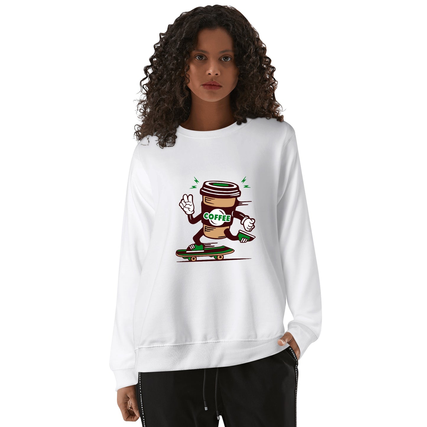 Sweatershirt Cotton coffee cup skateboarding DrinkandArt