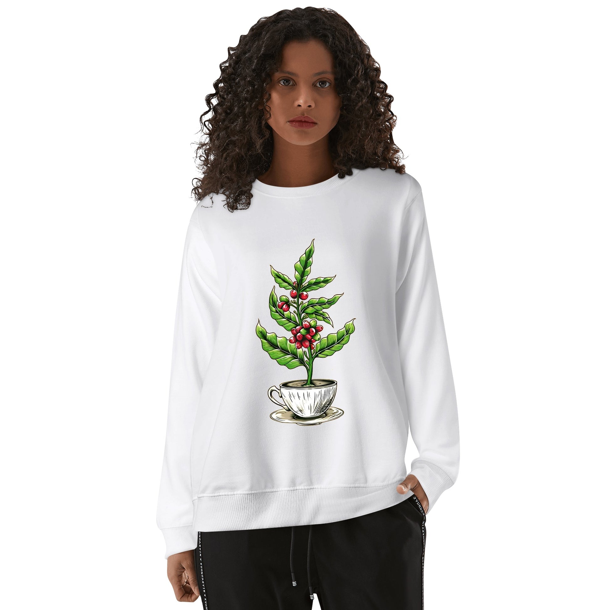 Sweatershirt Cotton coffee tree inside the cup DrinkandArt