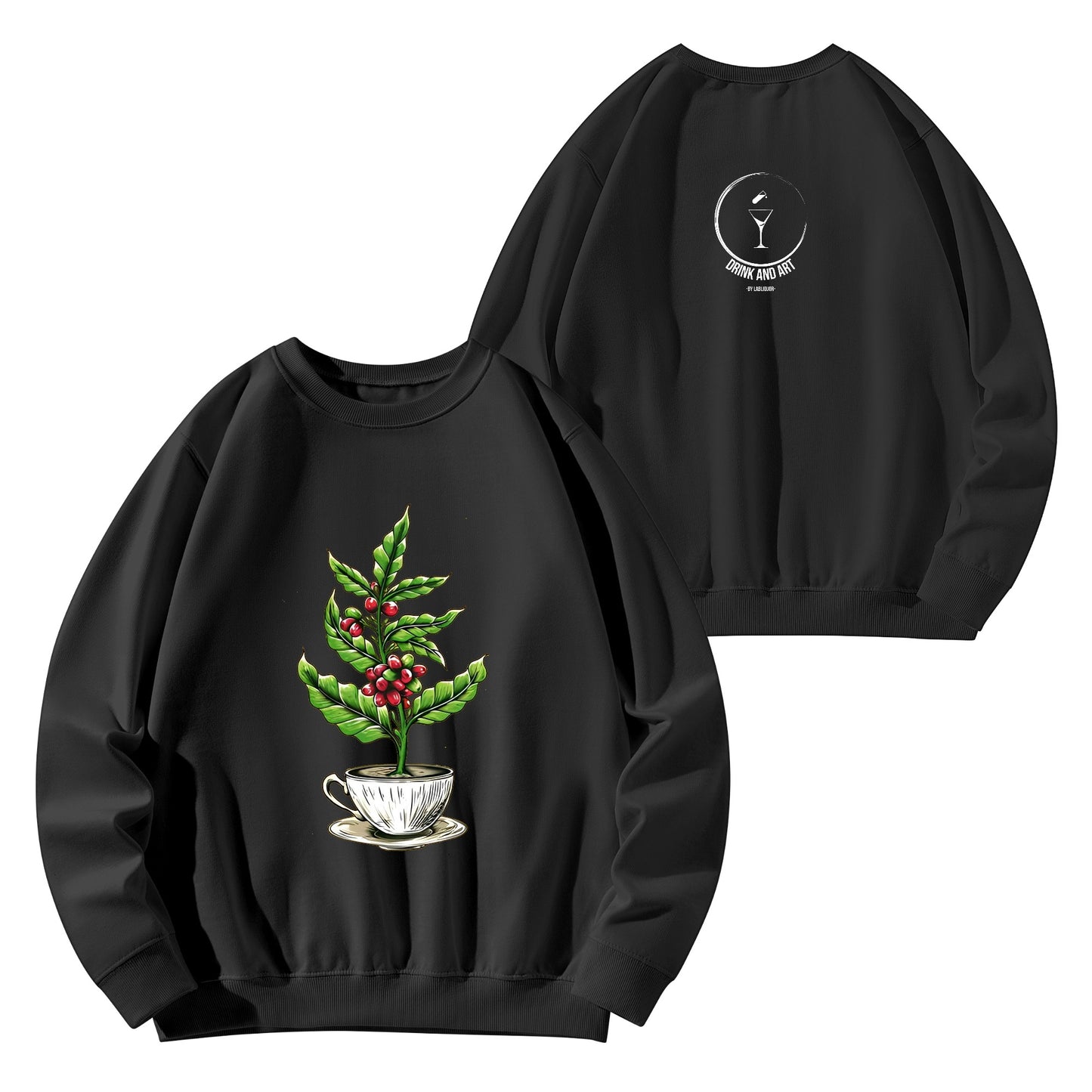 Sweatershirt Cotton coffee tree inside the cup DrinkandArt