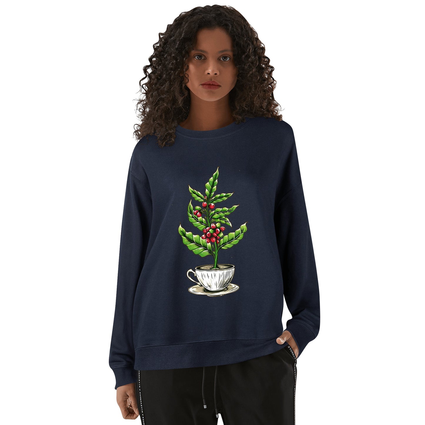 Sweatershirt Cotton coffee tree inside the cup DrinkandArt