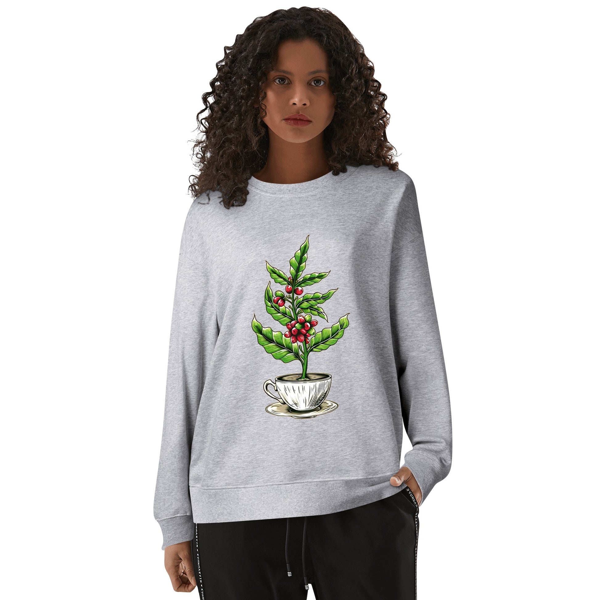 Sweatershirt Cotton coffee tree inside the cup DrinkandArt