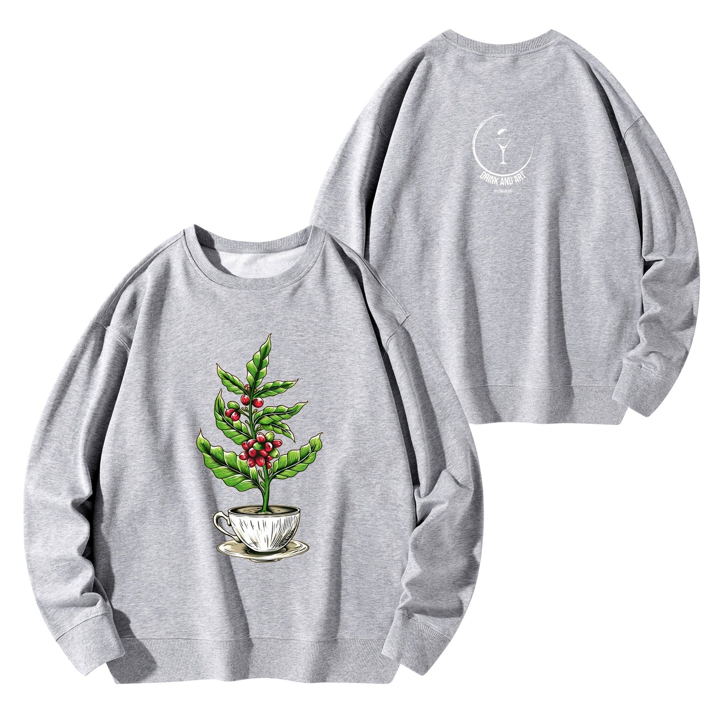 Sweatershirt Cotton coffee tree inside the cup DrinkandArt