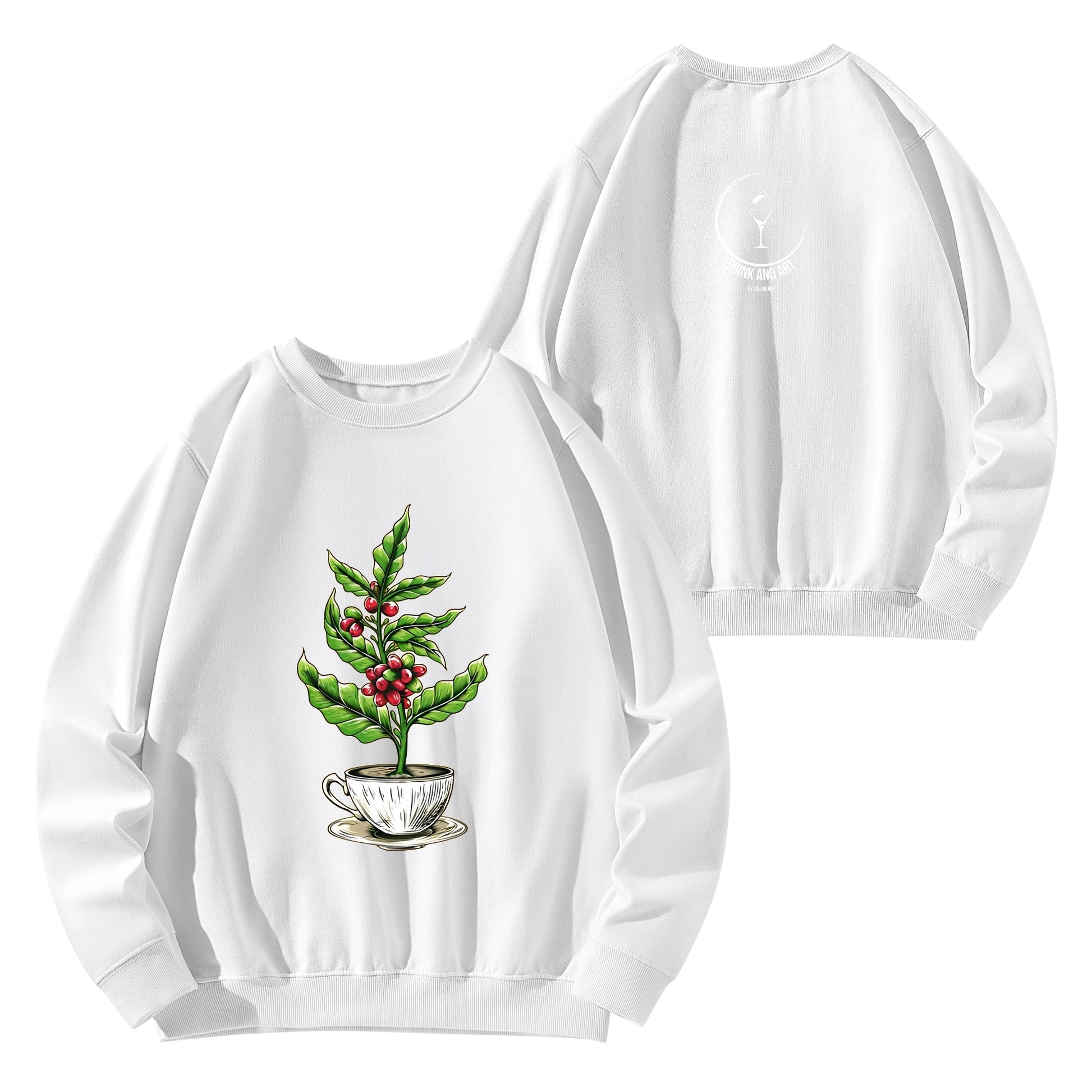 Sweatershirt Cotton coffee tree inside the cup DrinkandArt