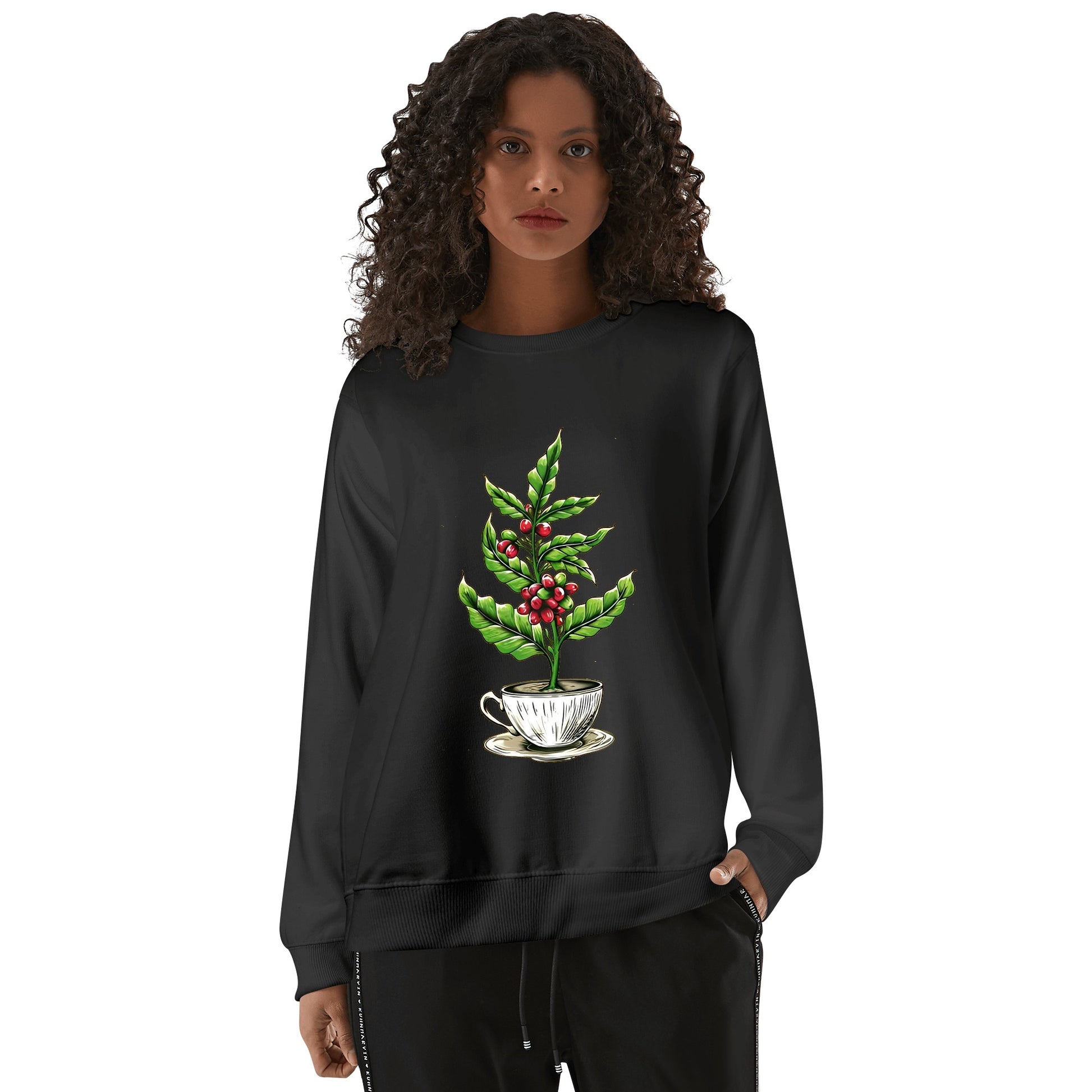 Sweatershirt Cotton coffee tree inside the cup DrinkandArt