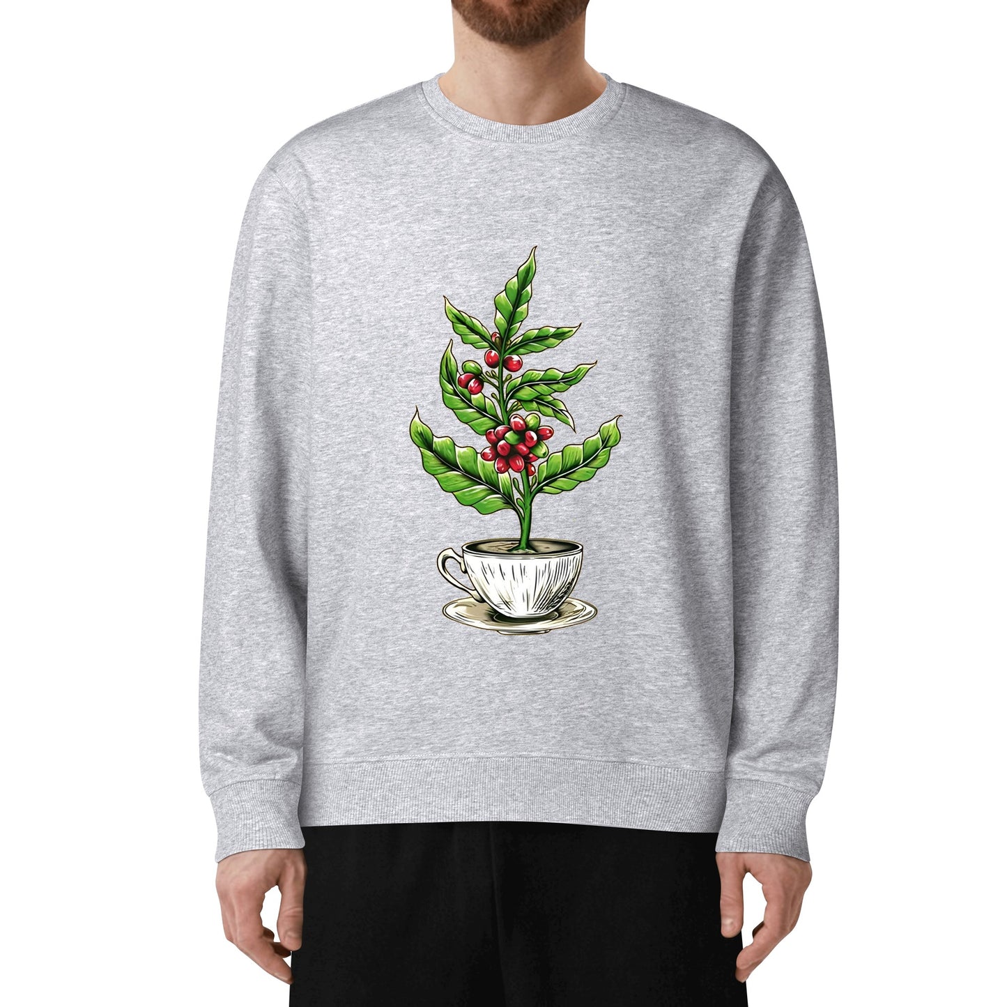 Sweatershirt Cotton coffee tree inside the cup DrinkandArt