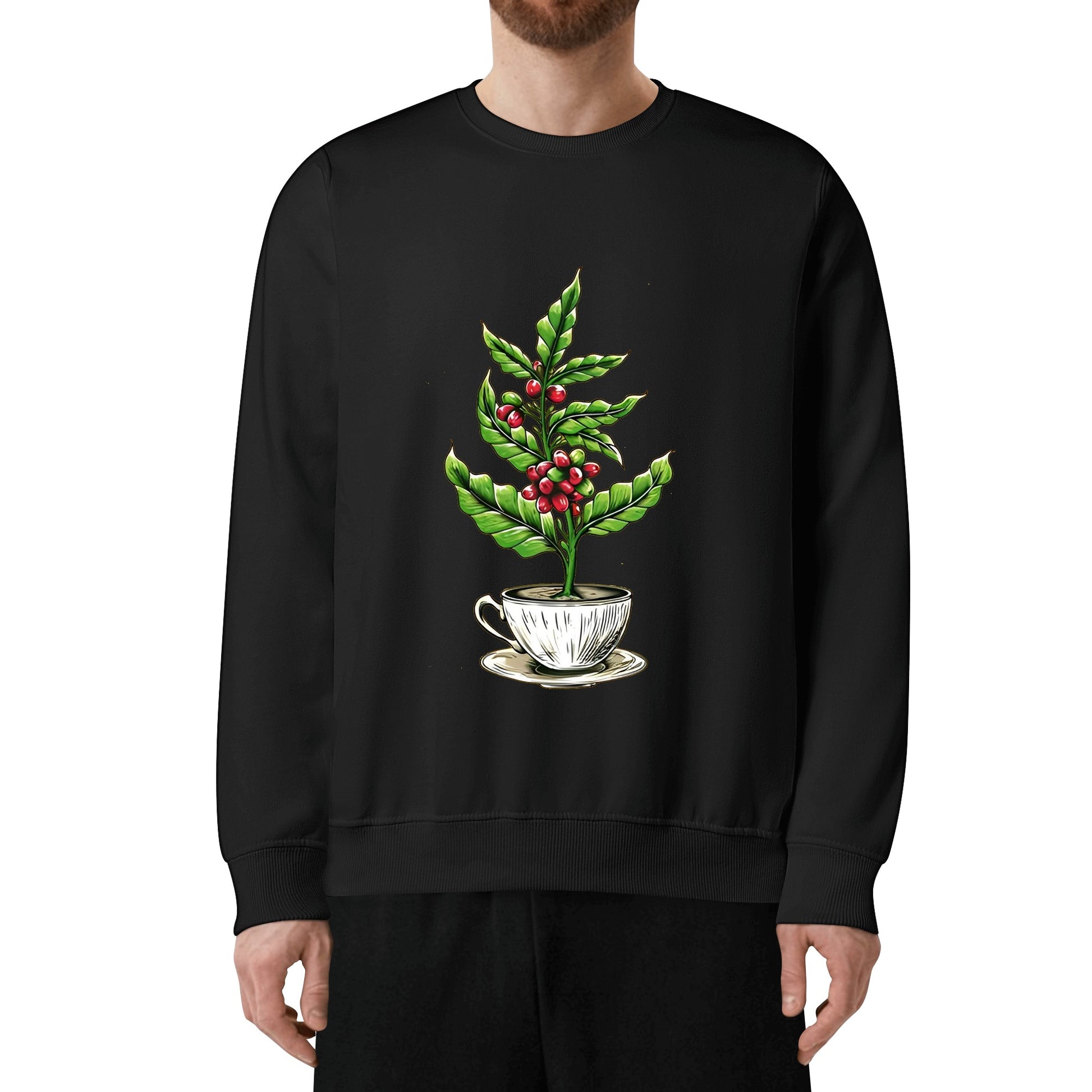 Sweatershirt Cotton coffee tree inside the cup DrinkandArt